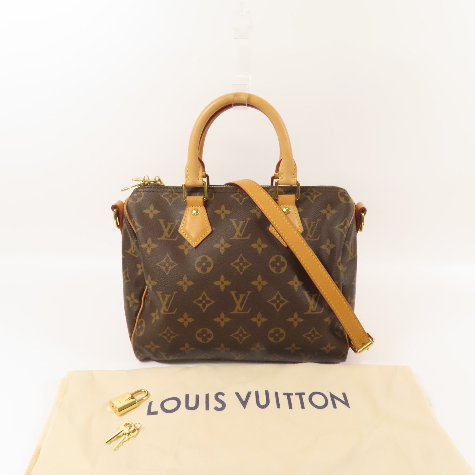 LOUIS VUITTON Monogram Speedy Bandouliere 25金扣手挽肩背兩用袋