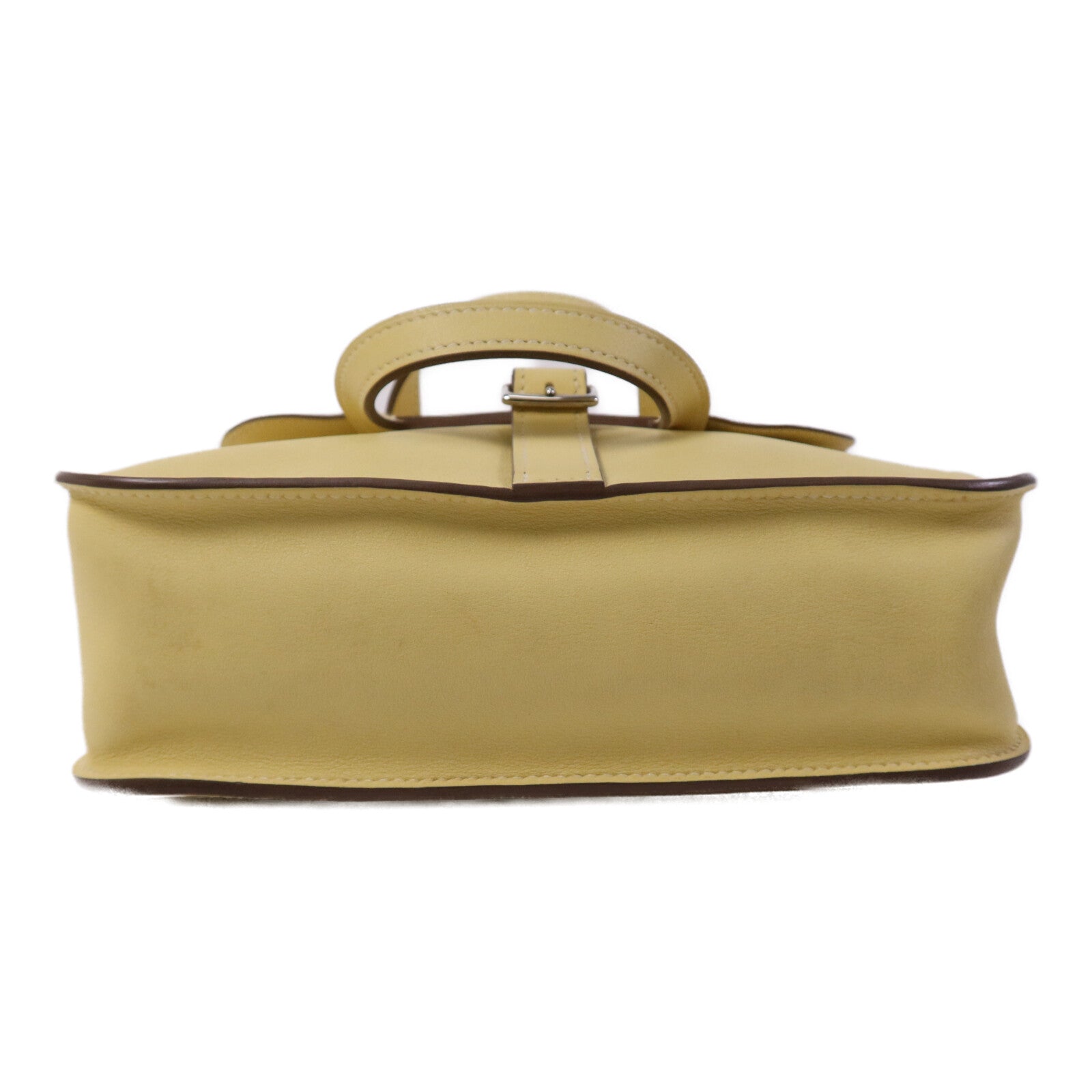 HERMES Swift皮革Mini Halzan銀扣手挽肩背兩用袋Jaune Poussin