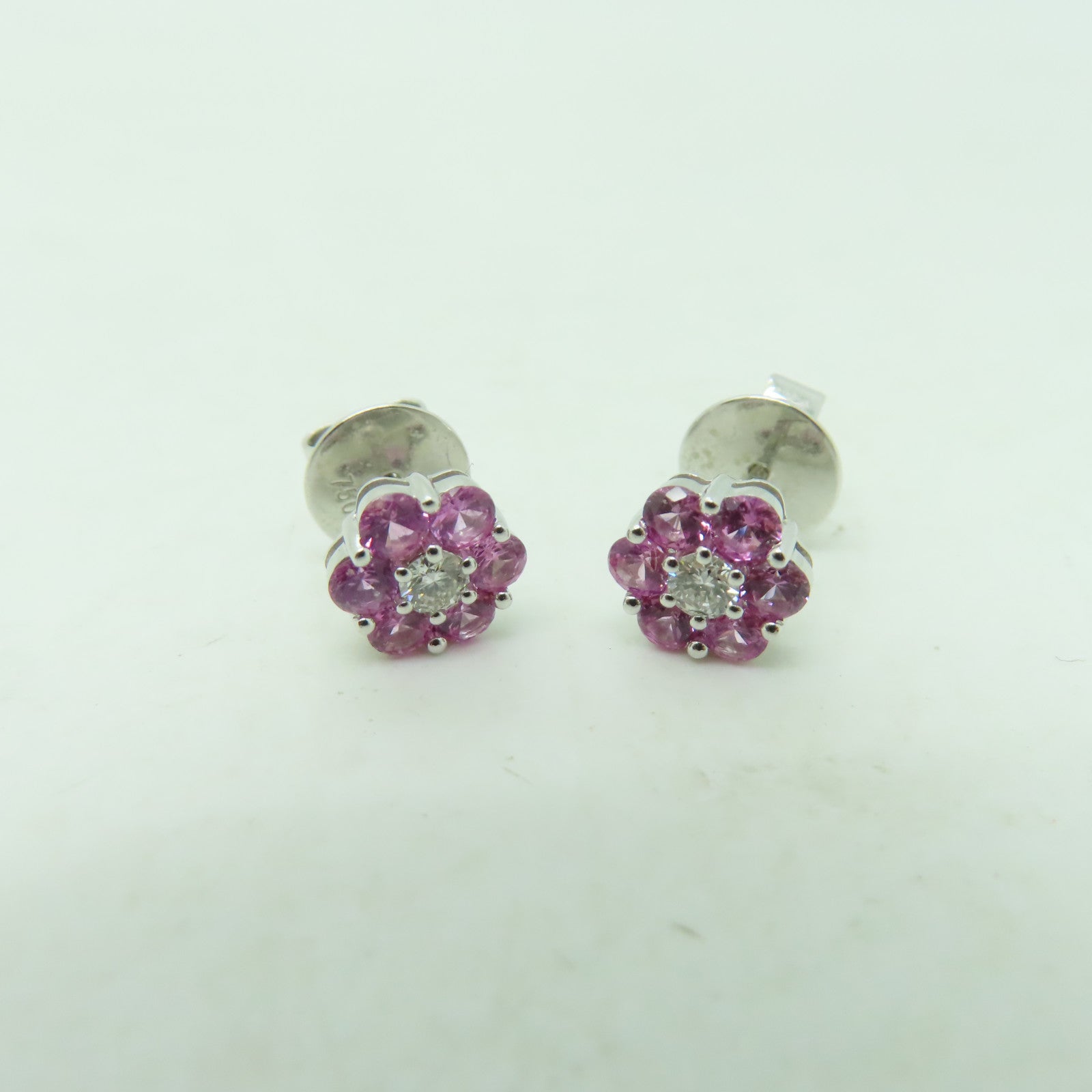 JEWELRY 【激減優惠】18K白金Earrings粉紅色藍寶石耳環