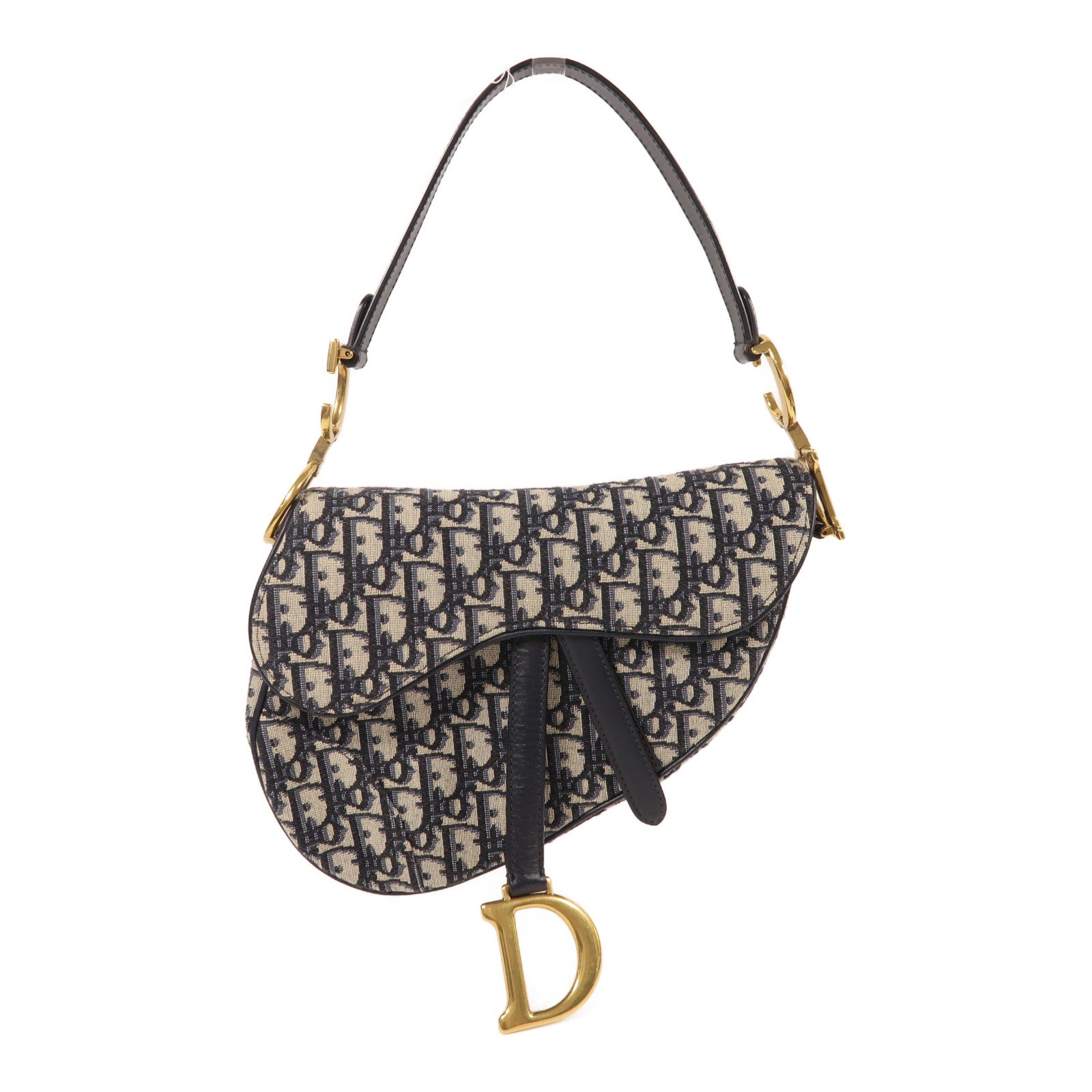 Dior 帆布Saddle金扣肩背袋藍色