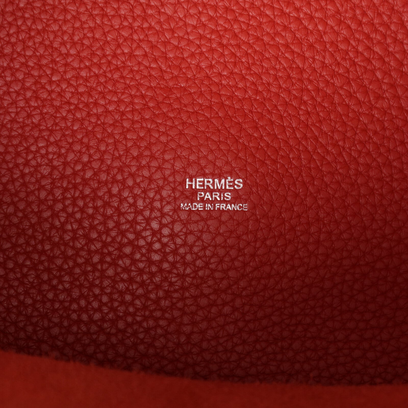 HERMES Clemence皮革Picotin GM手挽袋Rouge Garance