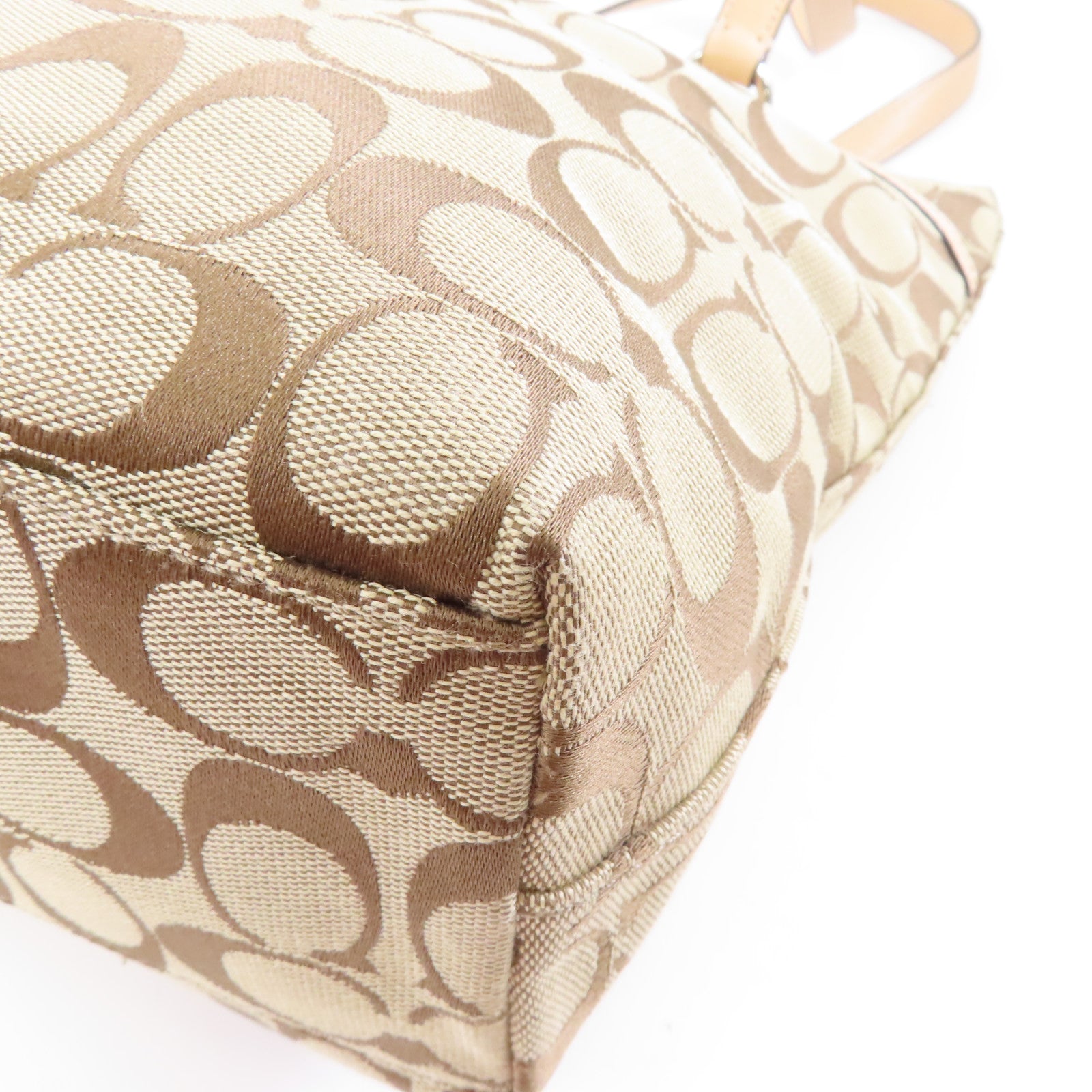 COACH 【激減優惠】帆布Tote Bag銀扣手挽袋啡色/粉紅色