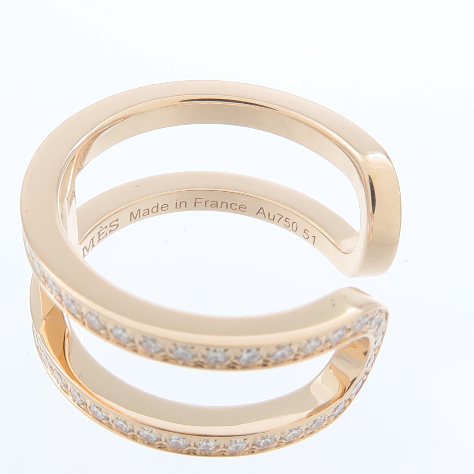 HERMES 18K玫瑰金Ever Chaine D'ancre鑽石戒指