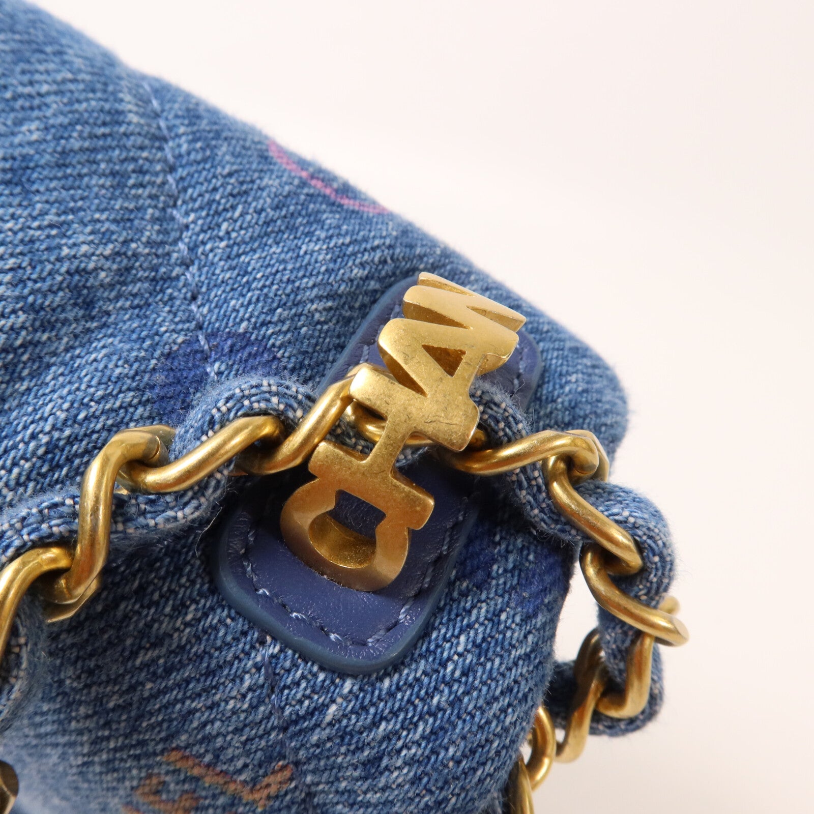 CHANEL 牛仔布Chain Shoulder Bag鏈帶肩背袋
