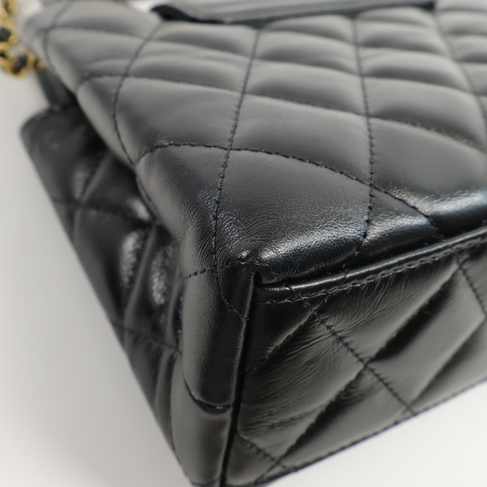 CHANEL 牛皮皮革Kelly Mini鏈帶手挽肩背兩用袋
