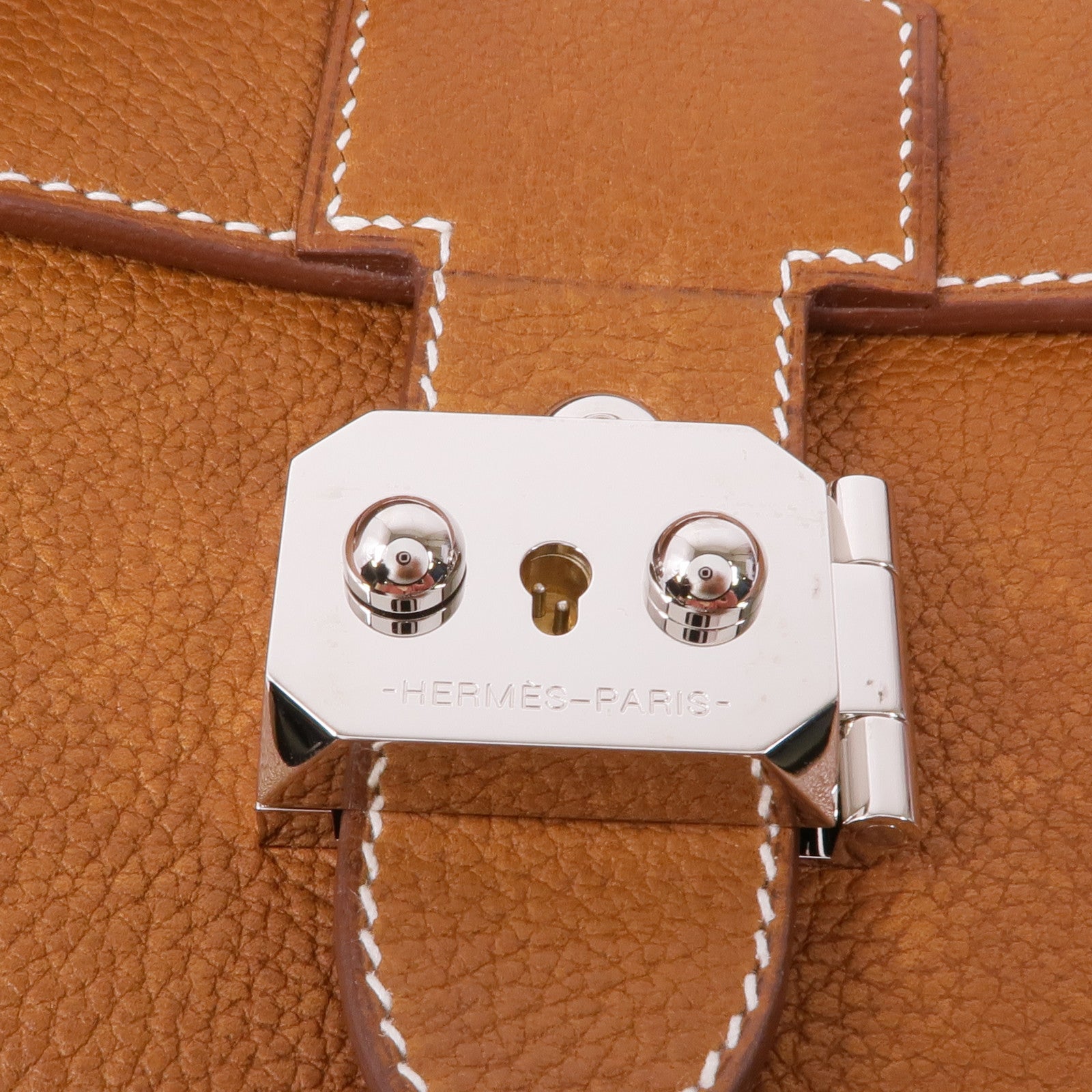 HERMES Saddle皮革Sac a Depeches 29銀扣肩背袋Gold