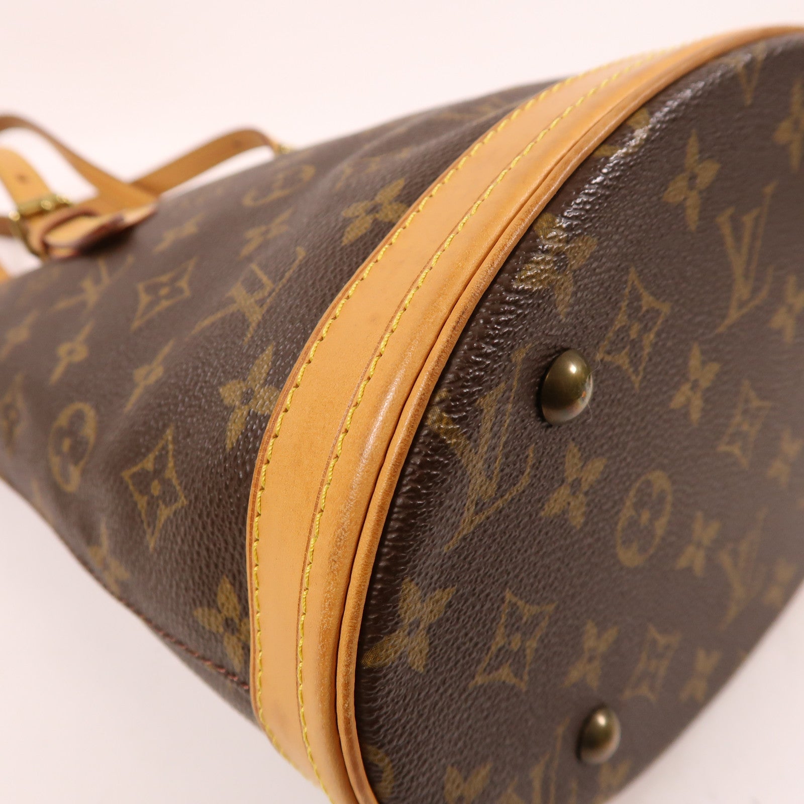 LOUIS VUITTON Monogram Petit Bucket金扣肩背袋棕色