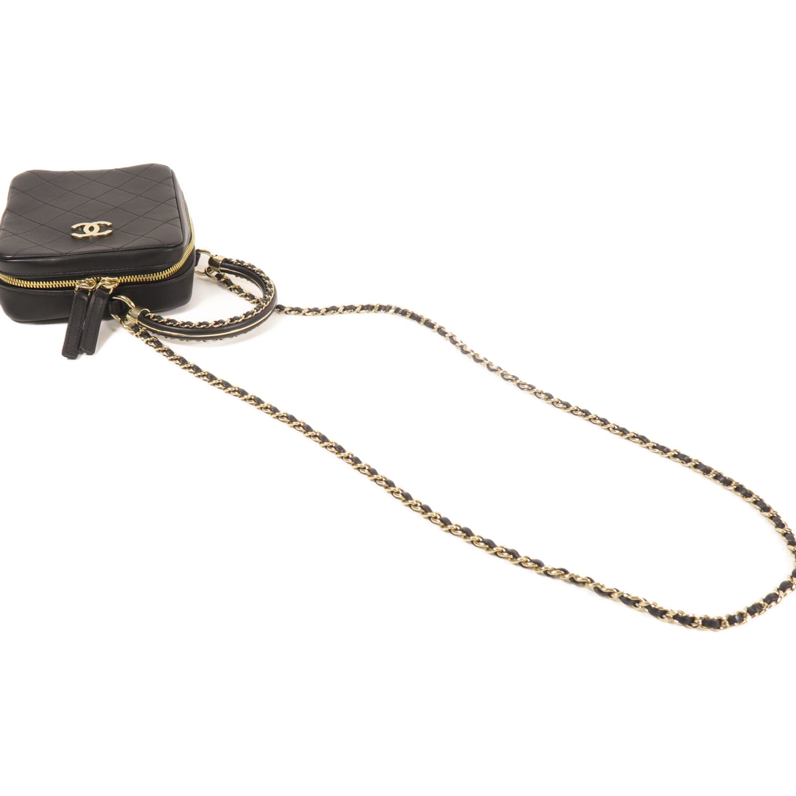 CHANEL 牛皮皮革2 Way Shoulder金扣手挽肩背兩用袋