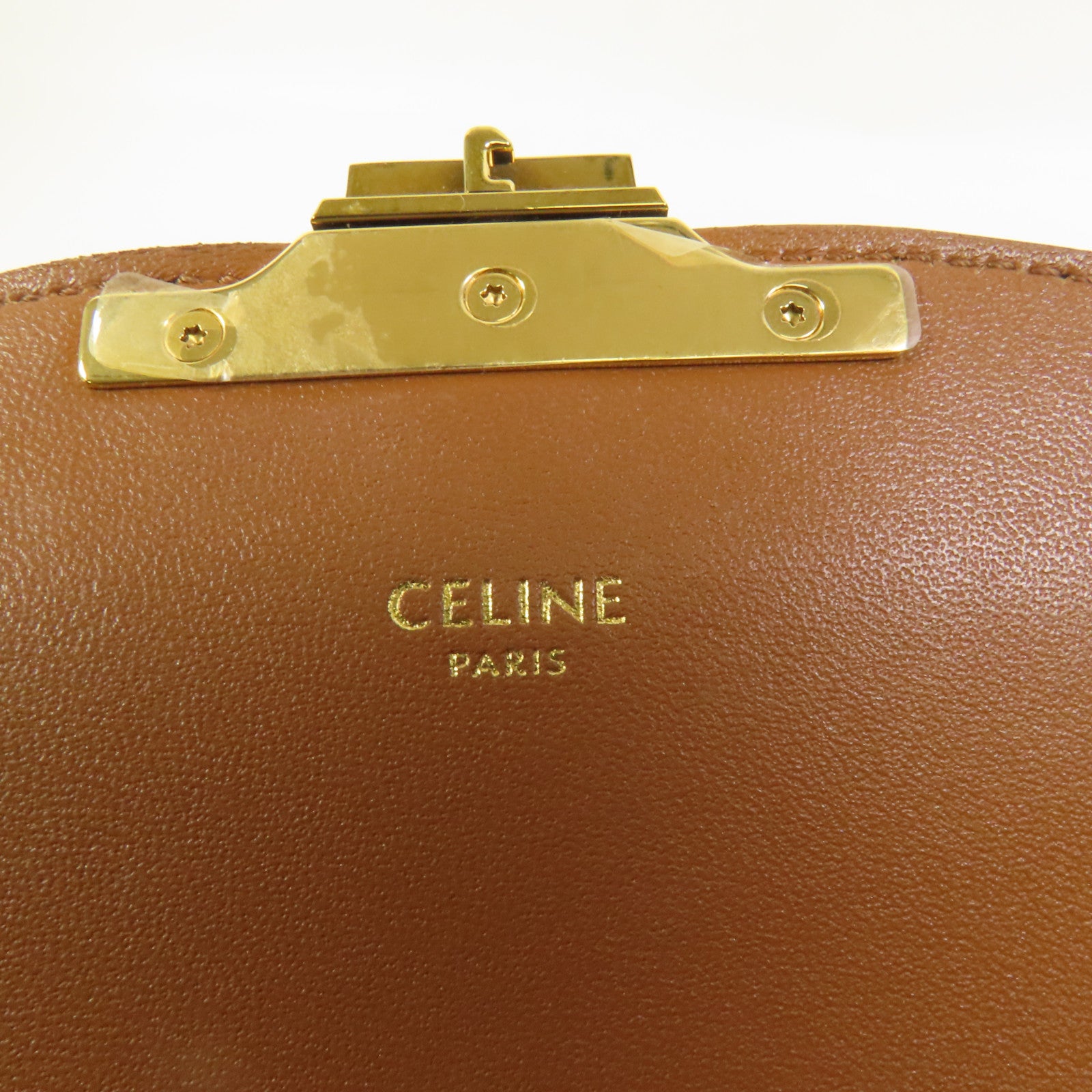 CELINE 塗層帆布/牛皮皮革Teen Triomphe金扣肩背袋