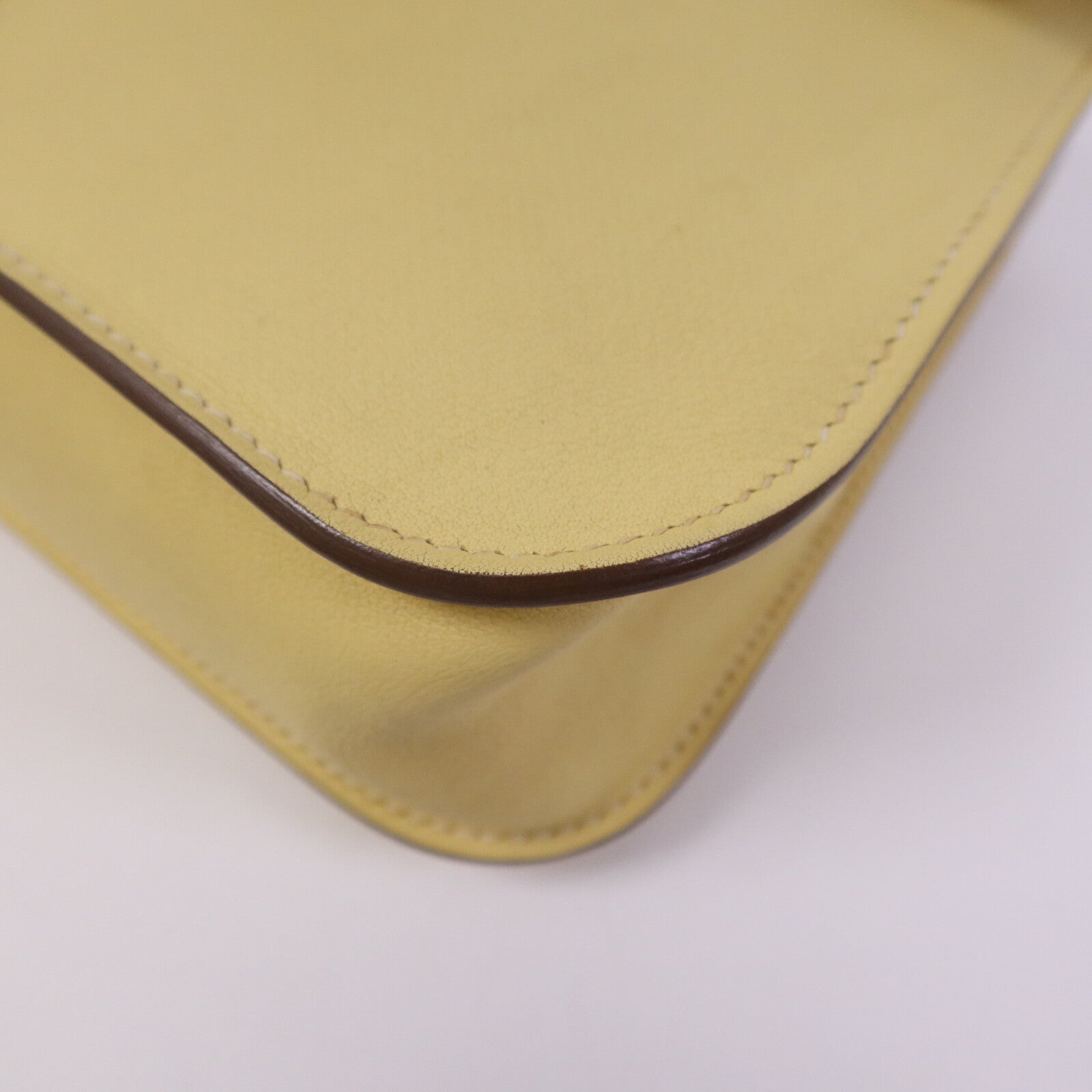 HERMES Swift皮革Mini Halzan銀扣手挽肩背兩用袋Jaune Poussin