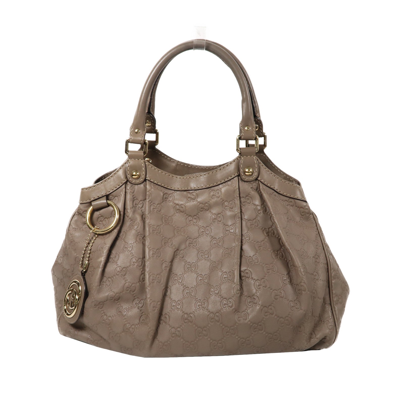 GUCCI 牛皮皮革Sukey Tote Handbag銀扣手挽袋灰色