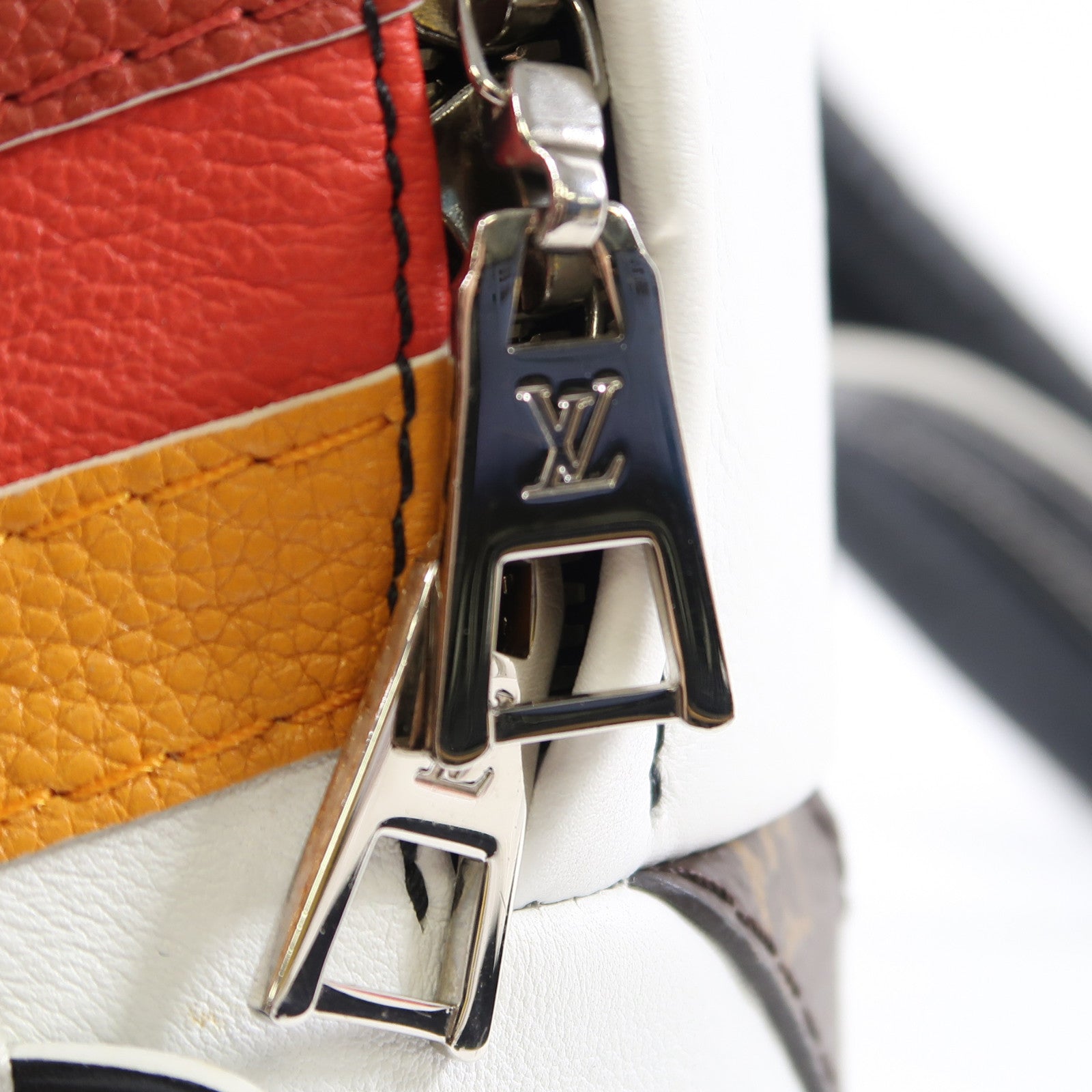 LOUIS VUITTON 【激減優惠】牛皮皮革Palm Springs PM銀扣背包白色/黑色