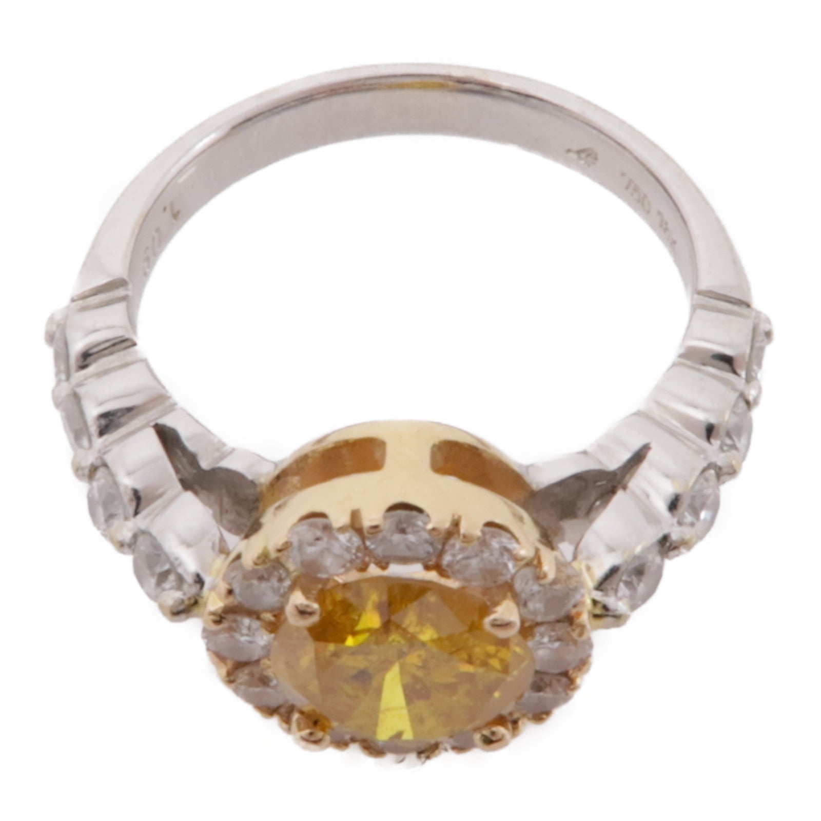 JEWELRY 18K白金Yellow Diamond Ring鑽石戒指US#5