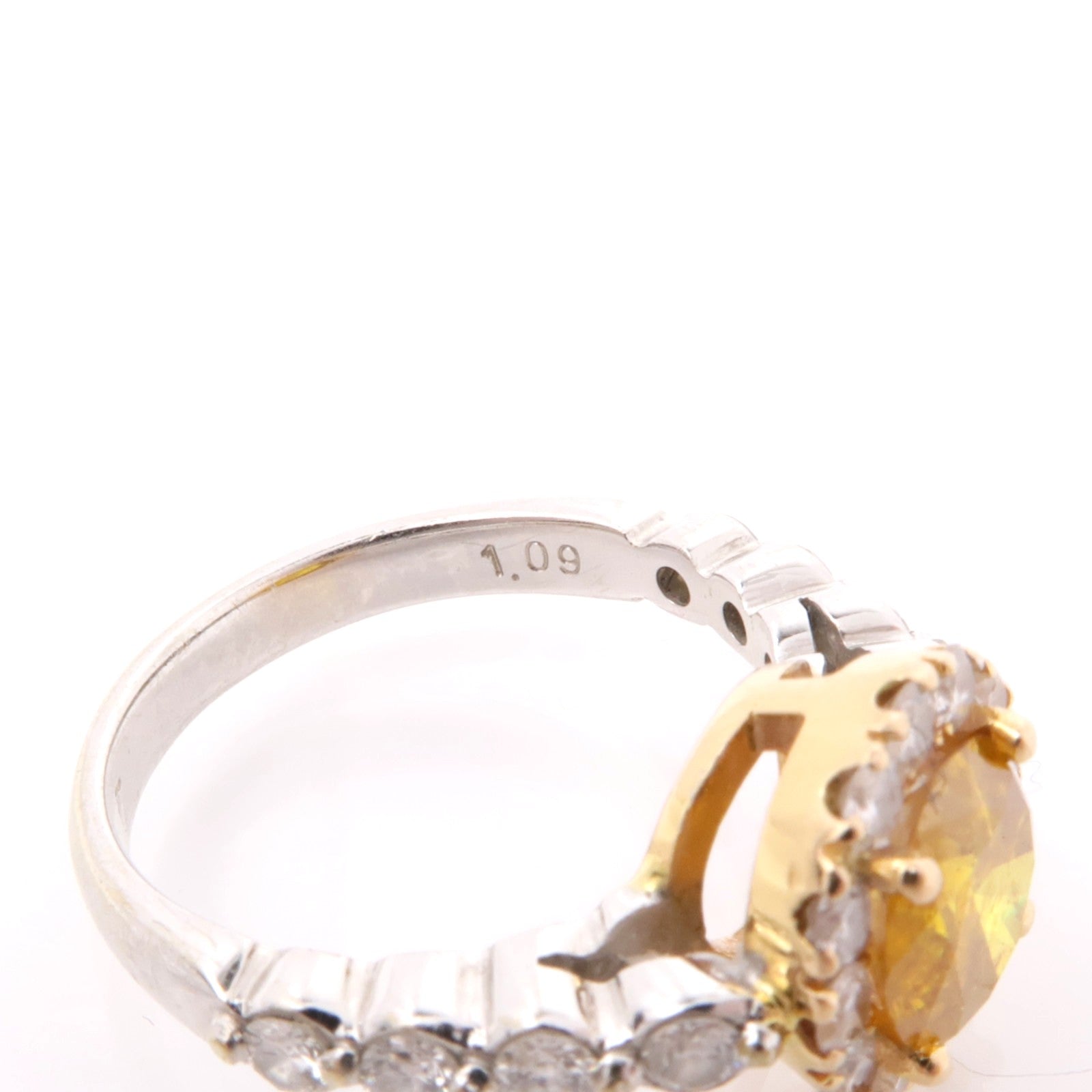 JEWELRY 18K白金Yellow Diamond Ring鑽石戒指US#5