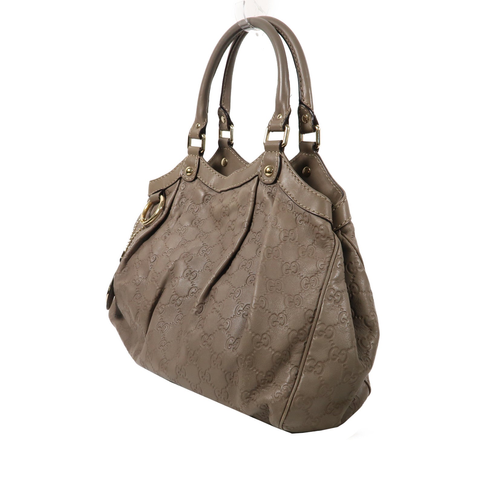 GUCCI 牛皮皮革Sukey Tote Handbag銀扣手挽袋灰色