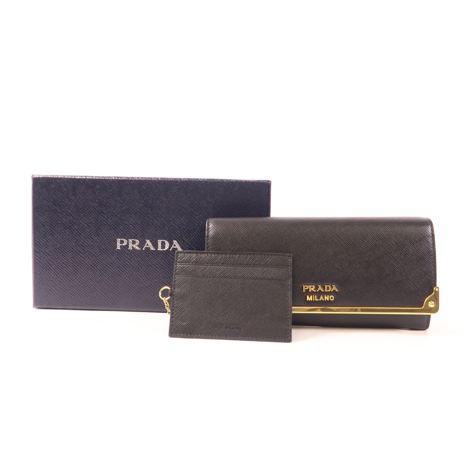 PRADA 牛皮皮革Long Wallet金扣長錢包