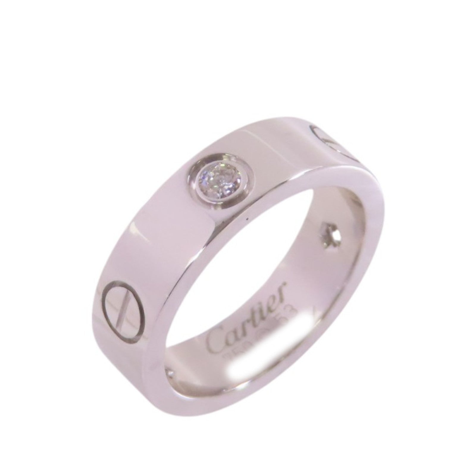 CARTIER 18K白金/鑽石Love Ring 3P Diamond Ring戒指Cartier#53/US#6.25