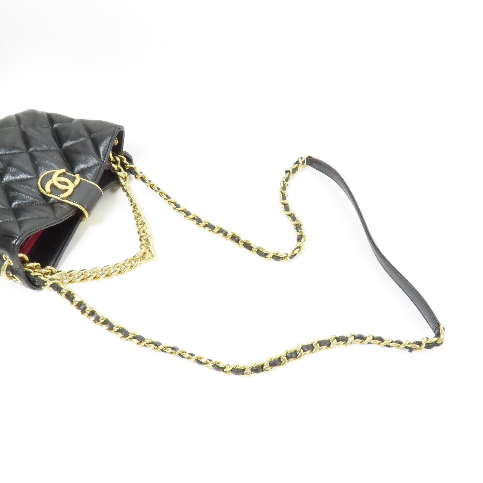 CHANEL 羊皮皮革Hobo Handbag金扣手挽肩背兩用袋