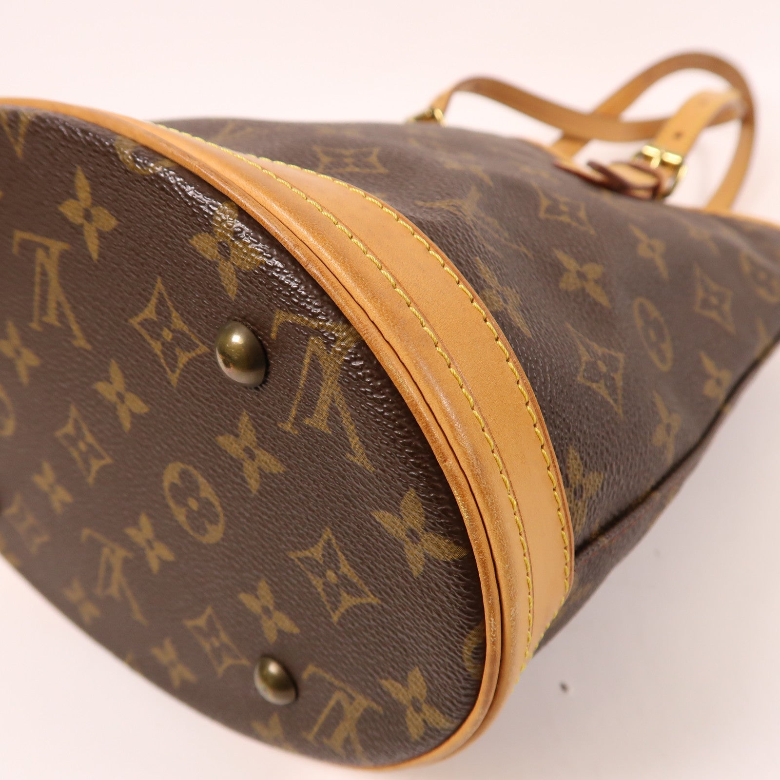 LOUIS VUITTON Monogram Petit Bucket金扣肩背袋棕色