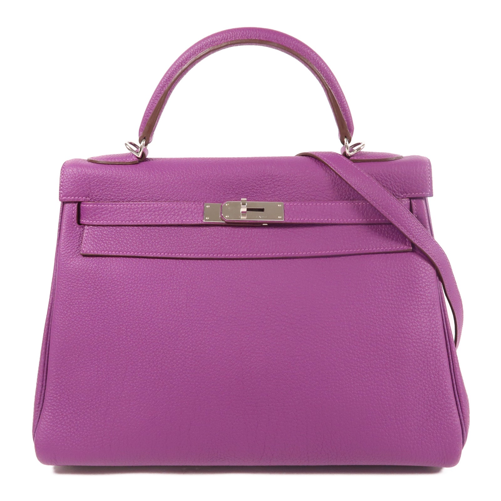 HERMES Togo皮革Kelly 32銀扣手挽肩背兩用袋Anemone