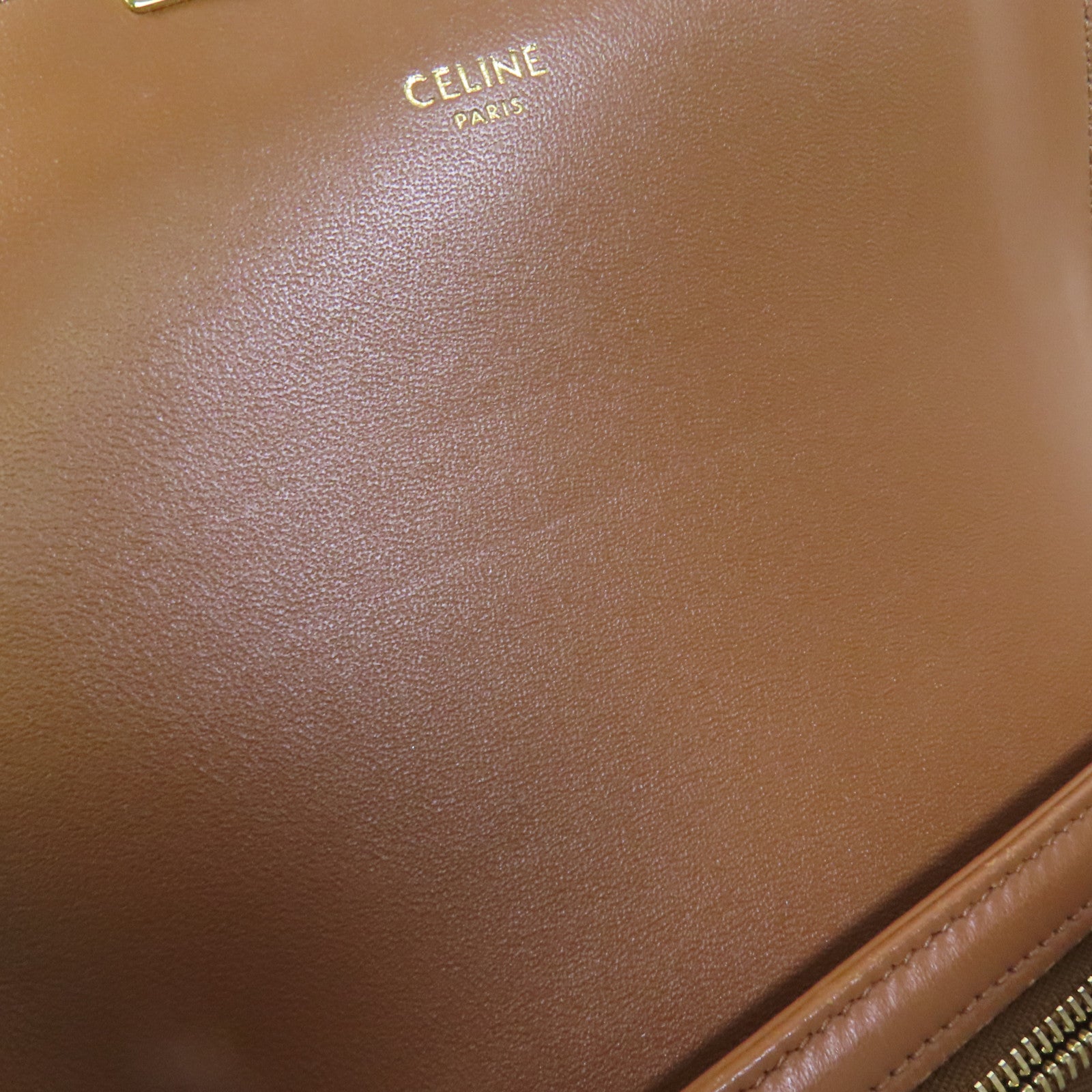 CELINE 塗層帆布/牛皮皮革Teen Triomphe金扣肩背袋