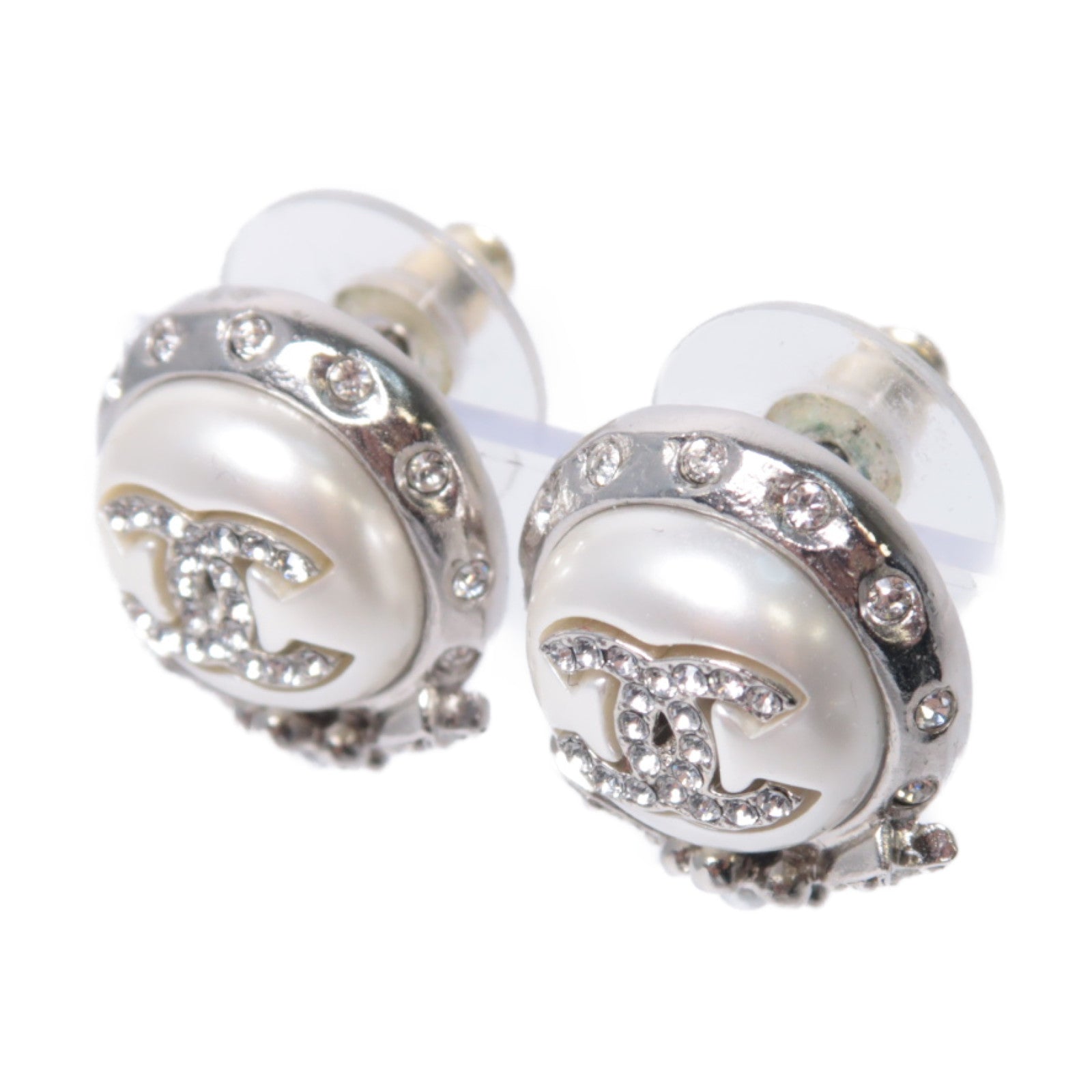 CHANEL 【激減優惠】PVC金屬Earrings耳環銀色/白色