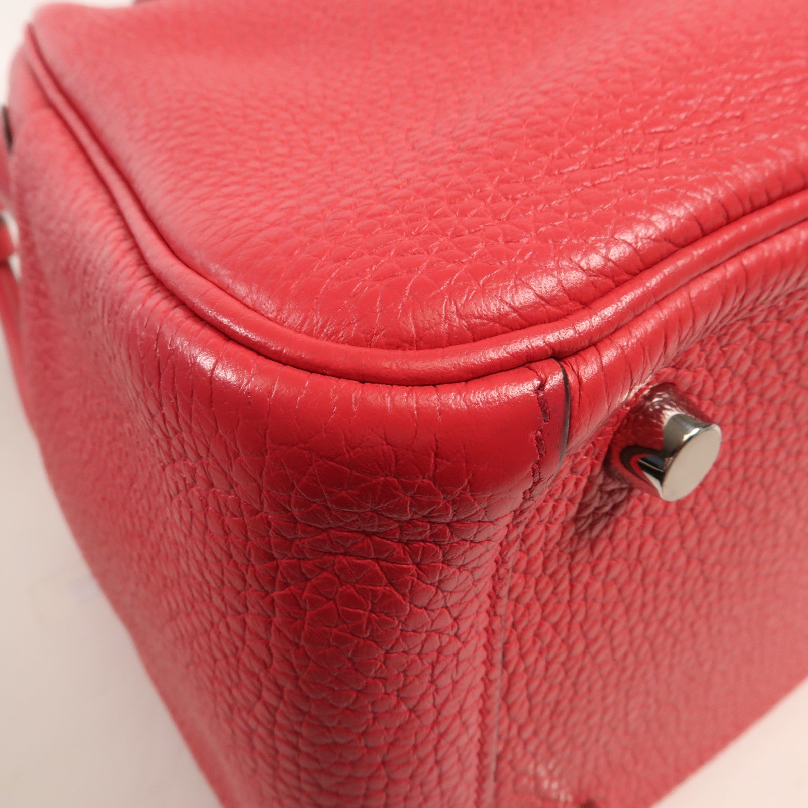 HERMES Clemence皮革Lindy 26銀扣手挽肩背兩用袋 Rose Extreme