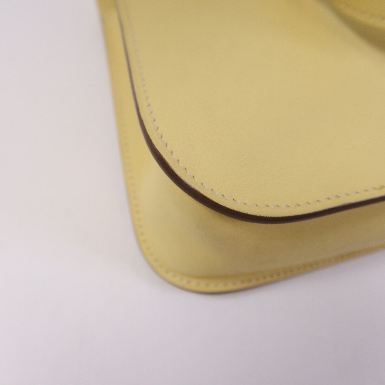 HERMES Swift皮革Mini Halzan銀扣手挽肩背兩用袋Jaune Poussin