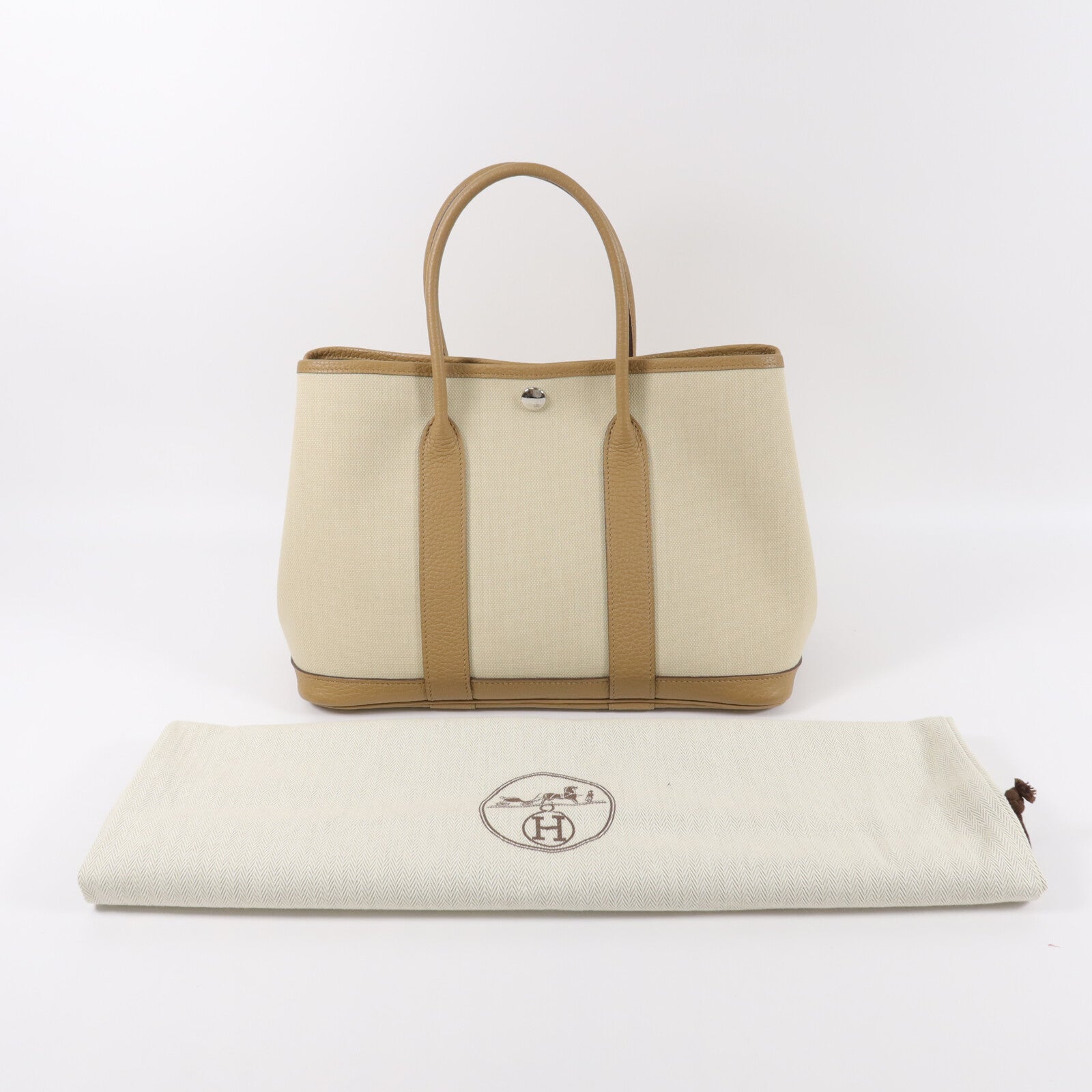 HERMES Canvas/Negonda皮革Garden Party TPM手挽袋Biscuit