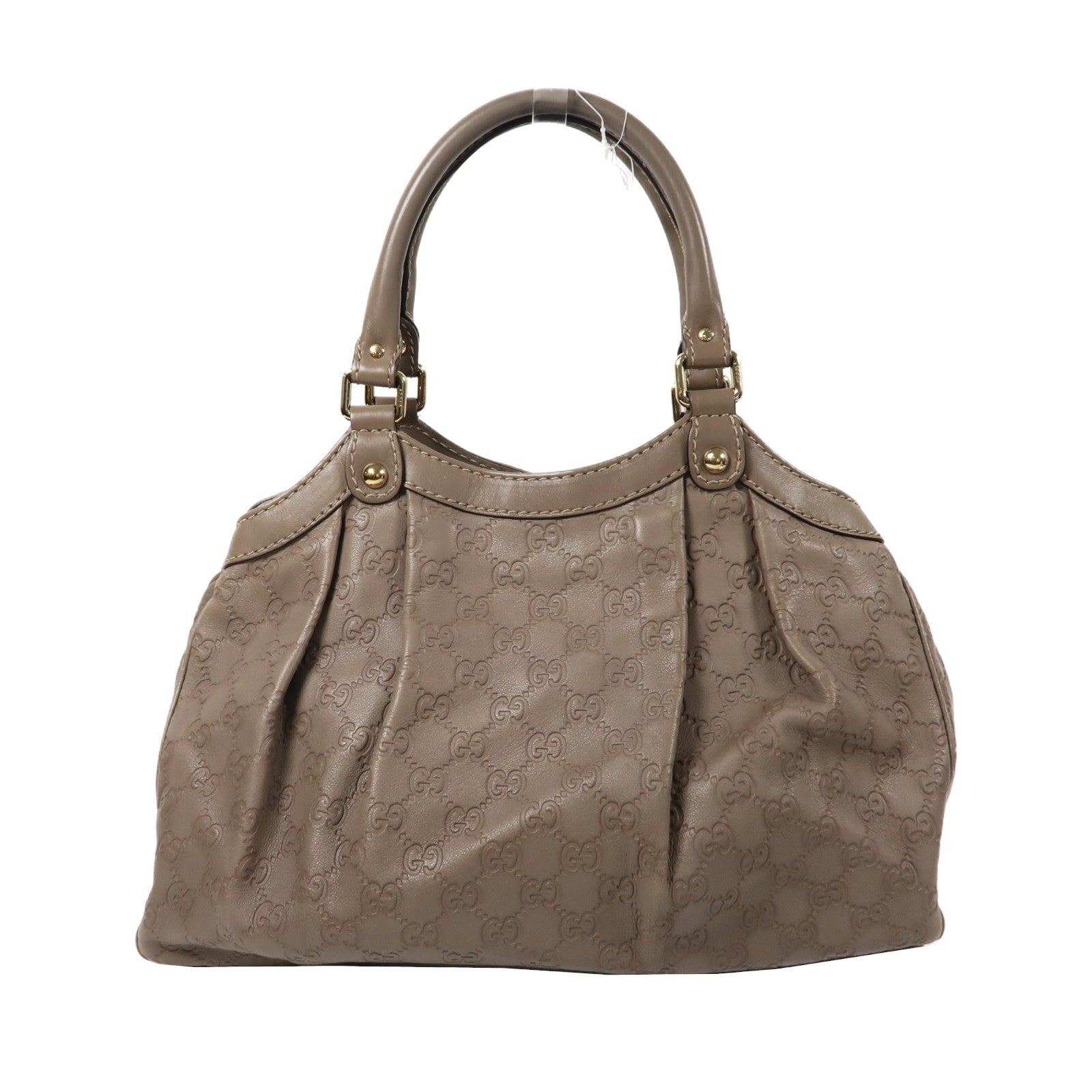 GUCCI 牛皮皮革Sukey Tote Handbag銀扣手挽袋灰色