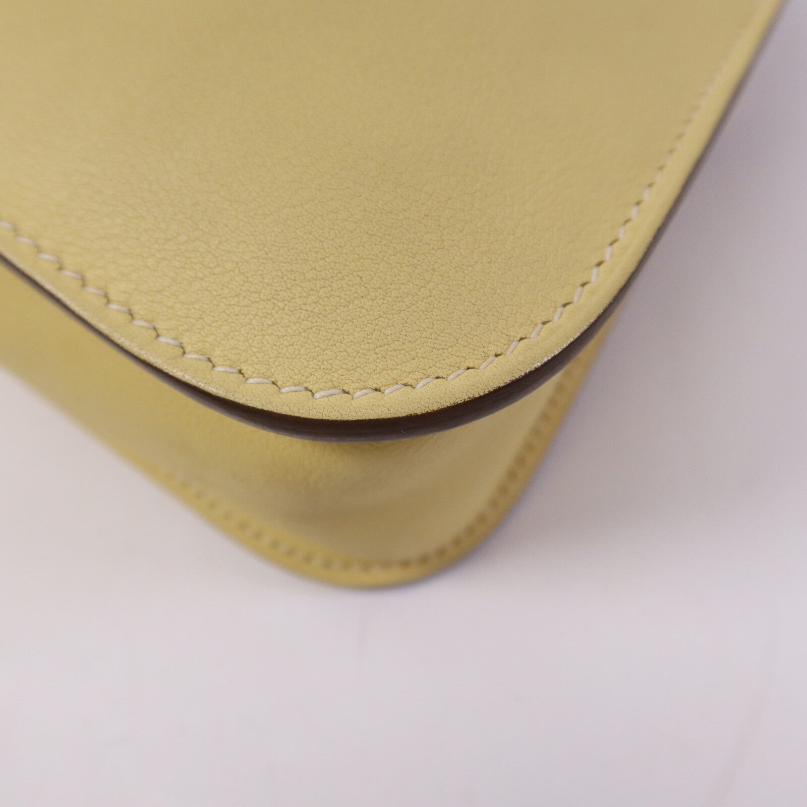 HERMES Swift皮革Mini Halzan銀扣手挽肩背兩用袋Jaune Poussin