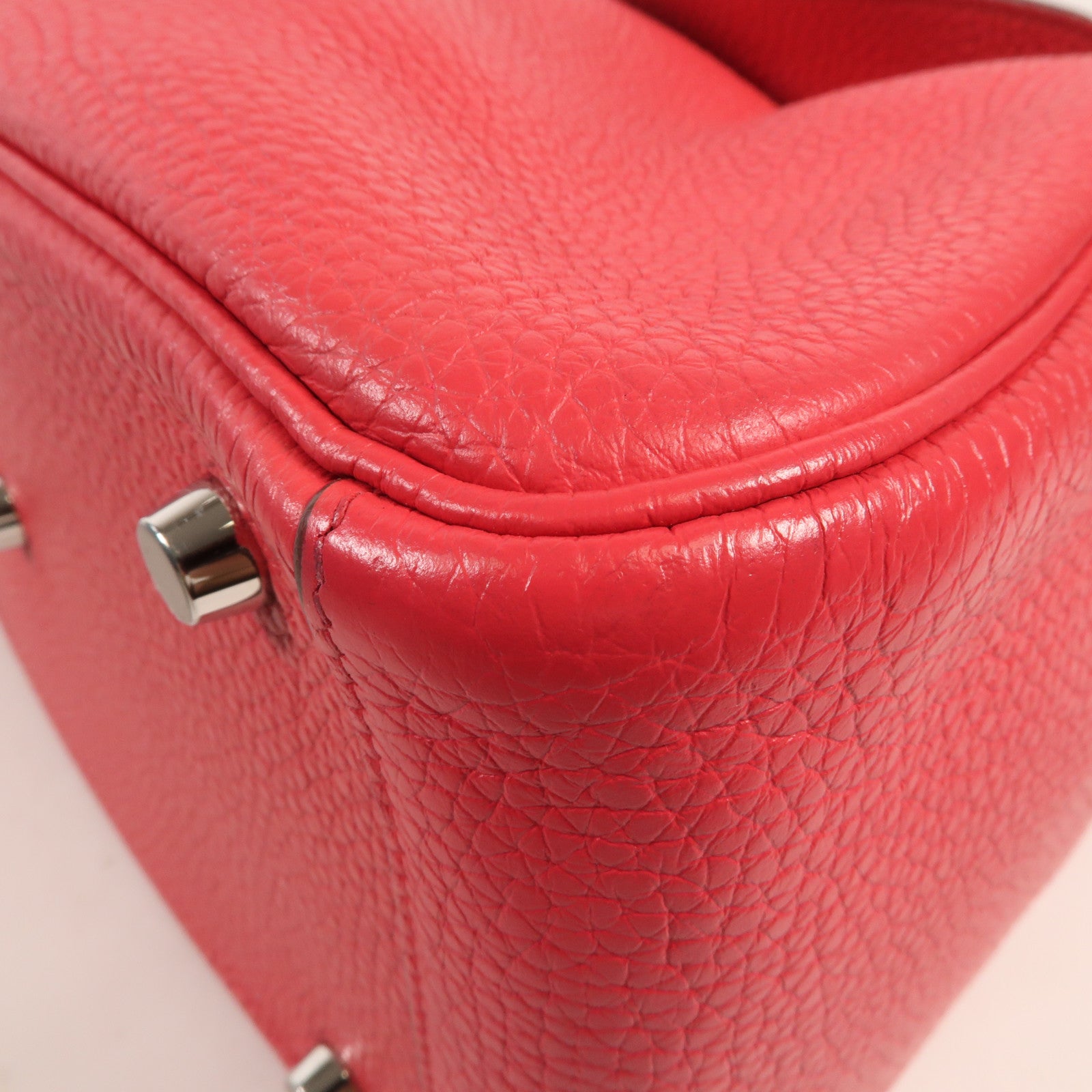 HERMES Clemence皮革Lindy 26銀扣手挽肩背兩用袋 Rose Extreme
