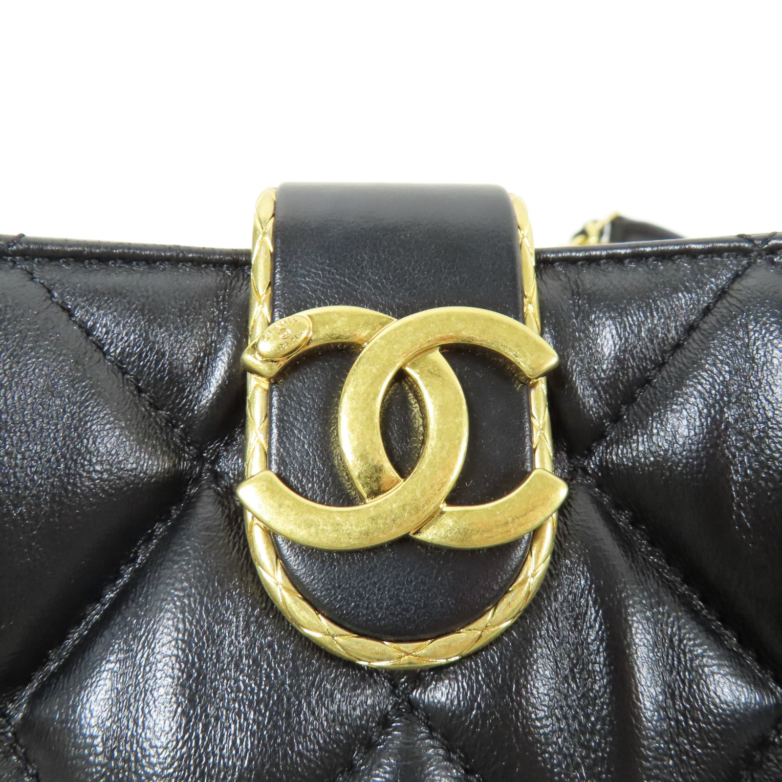 CHANEL 羊皮皮革Hobo Handbag金扣手挽肩背兩用袋