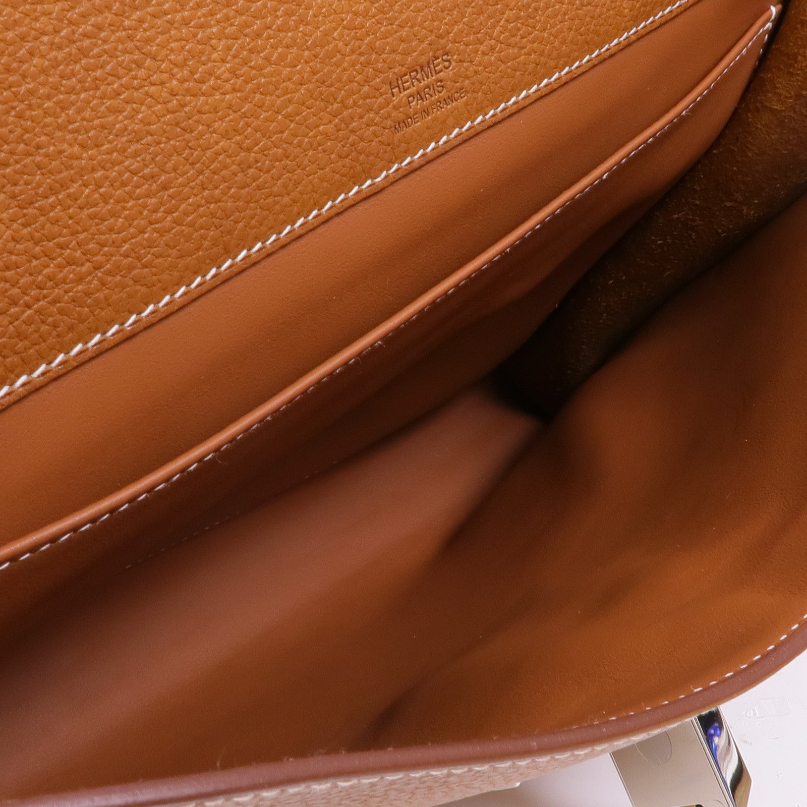HERMES Saddle皮革Sac a Depeches 29銀扣肩背袋Gold