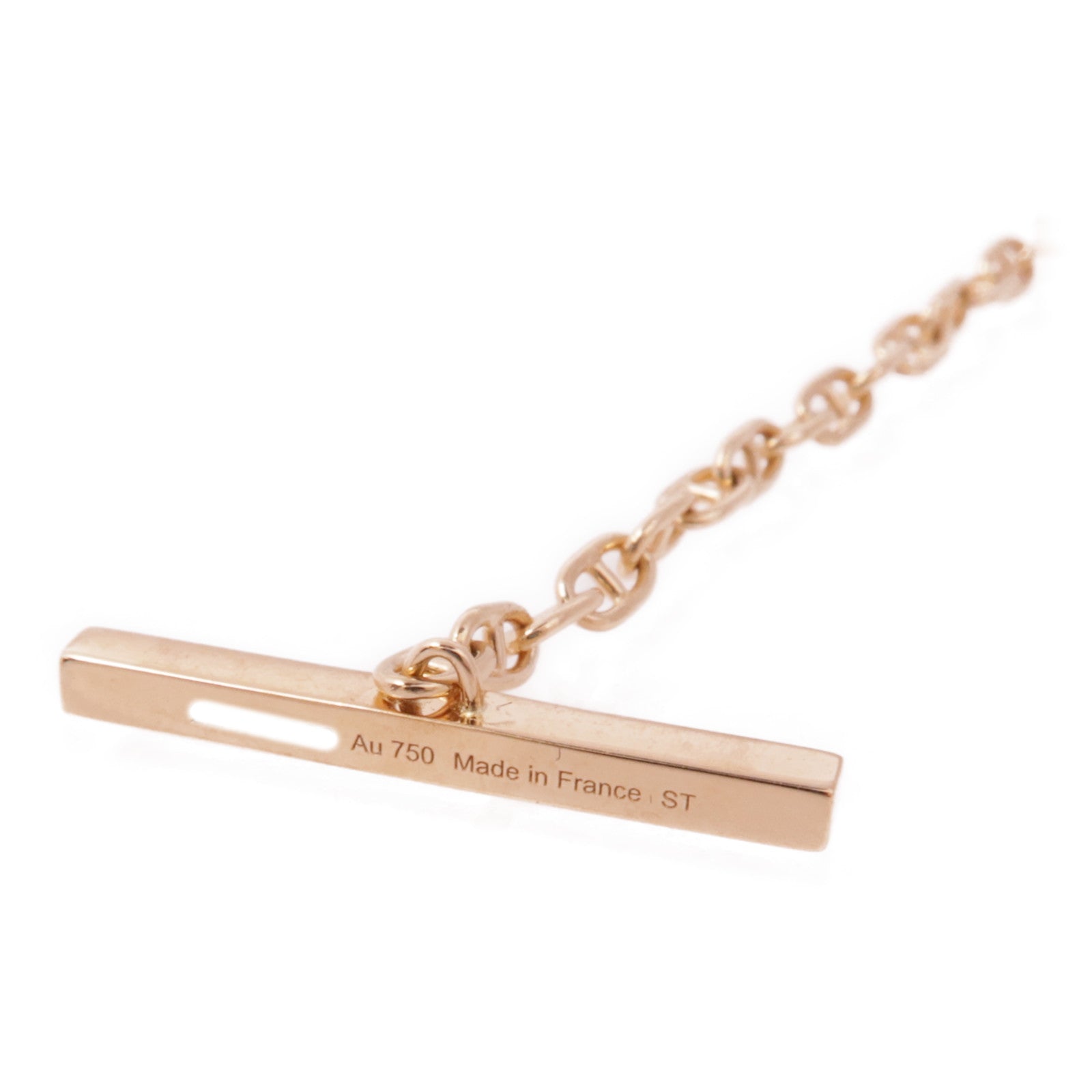 HERMES 18K玫瑰金Chaine D'Ancre Contour Pendent鑽石項鍊