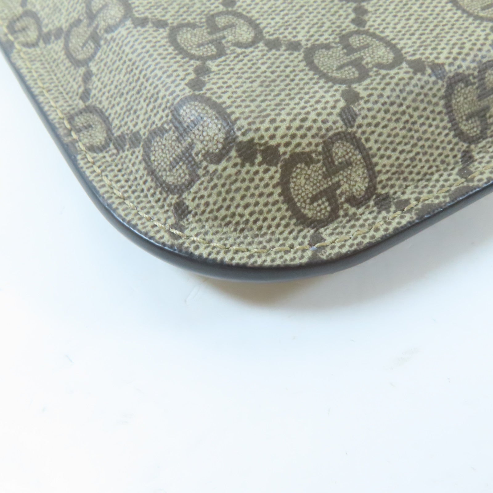 GUCCI 塗層帆布Phone Case金扣肩背袋棕色