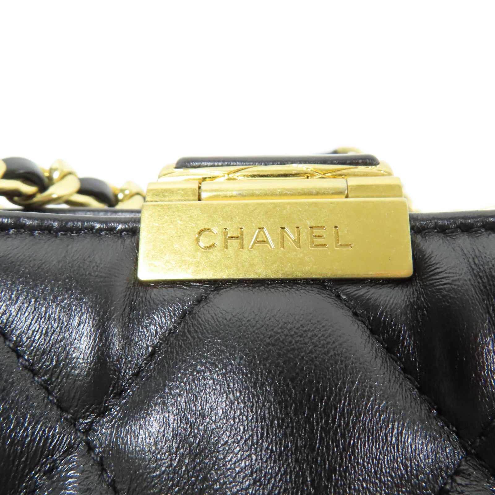 CHANEL 羊皮皮革Hobo Handbag金扣手挽肩背兩用袋
