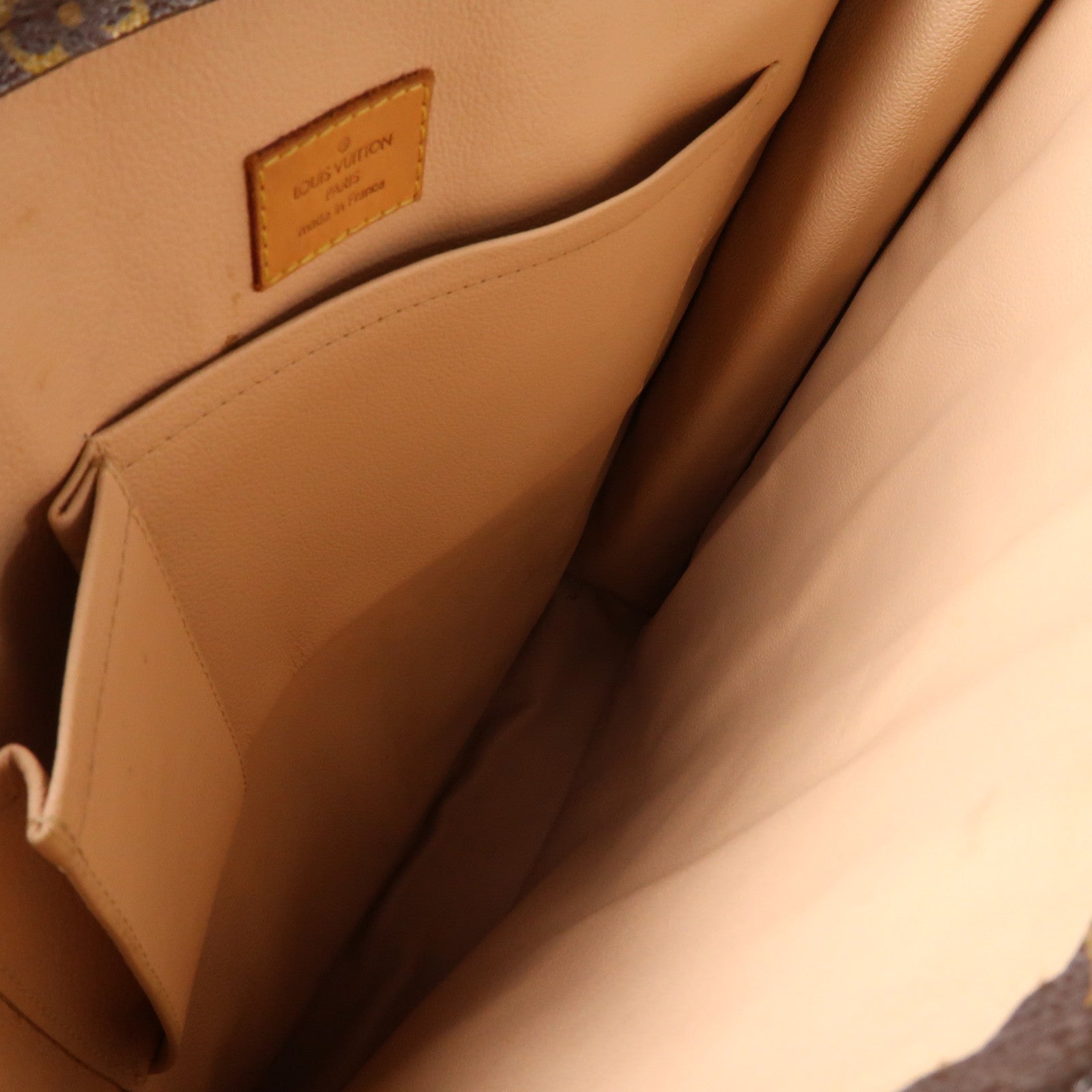 LOUIS VUITTON Monogram Sac Plat金扣手挽袋啡色