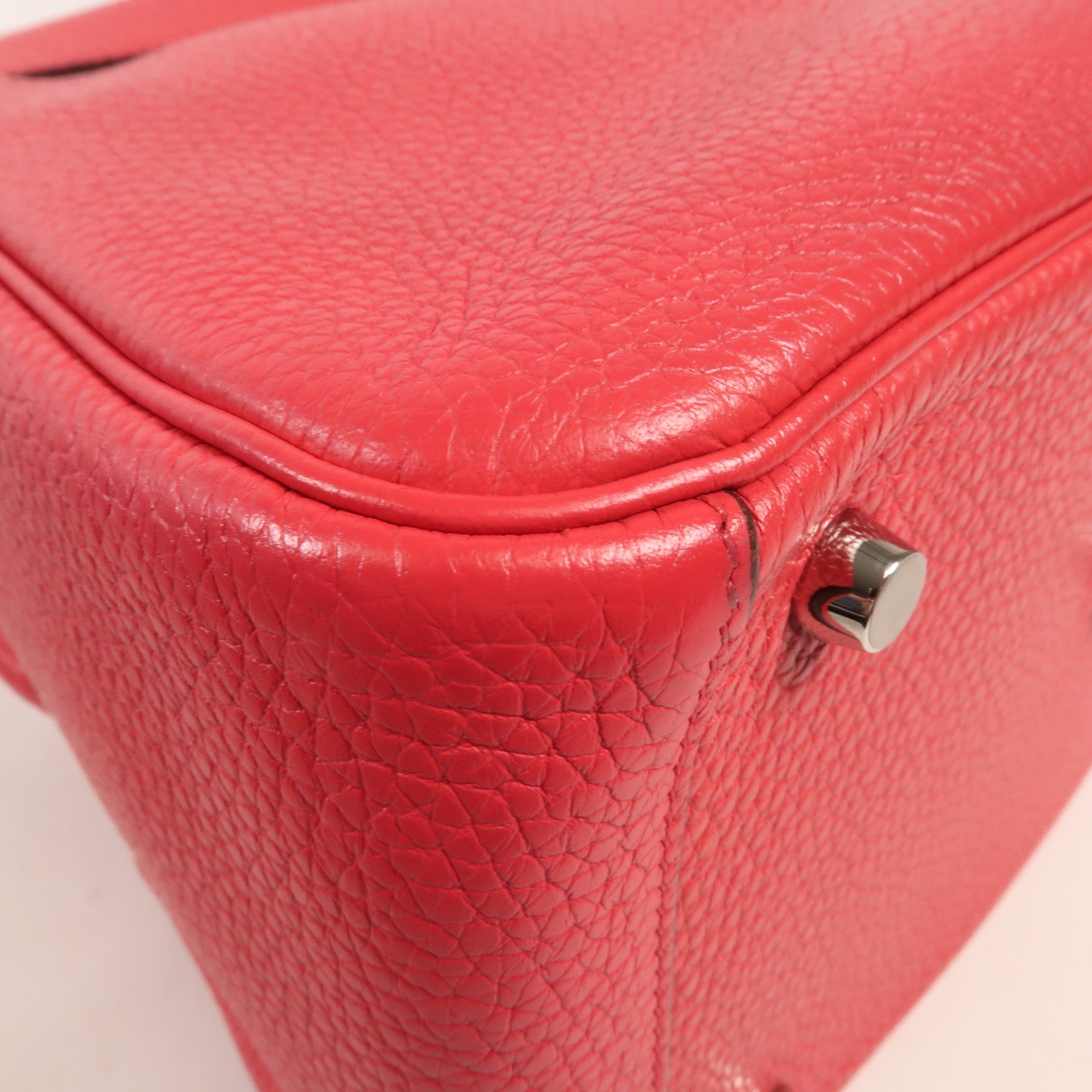 HERMES Clemence皮革Lindy 26銀扣手挽肩背兩用袋 Rose Extreme