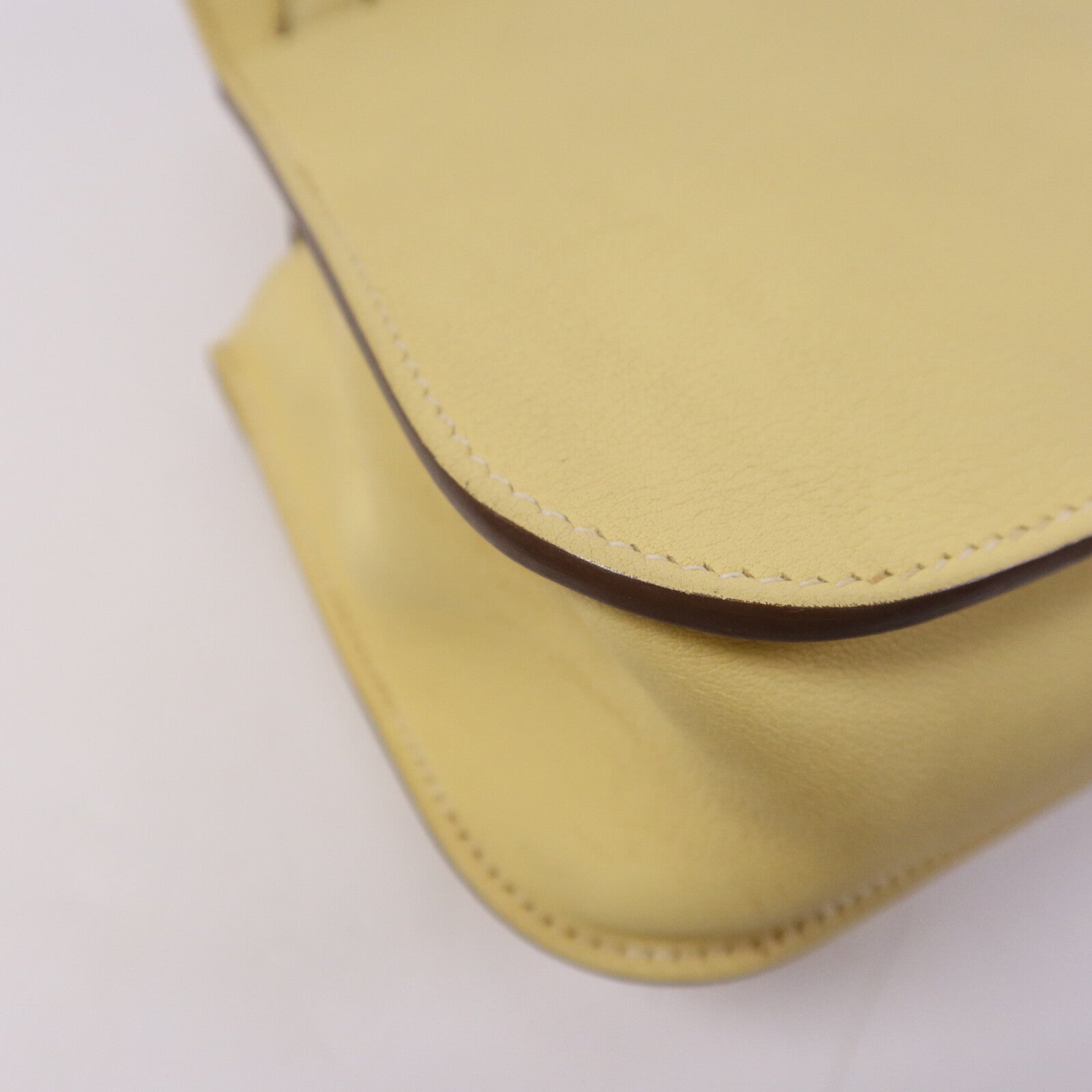 HERMES Swift皮革Mini Halzan銀扣手挽肩背兩用袋Jaune Poussin
