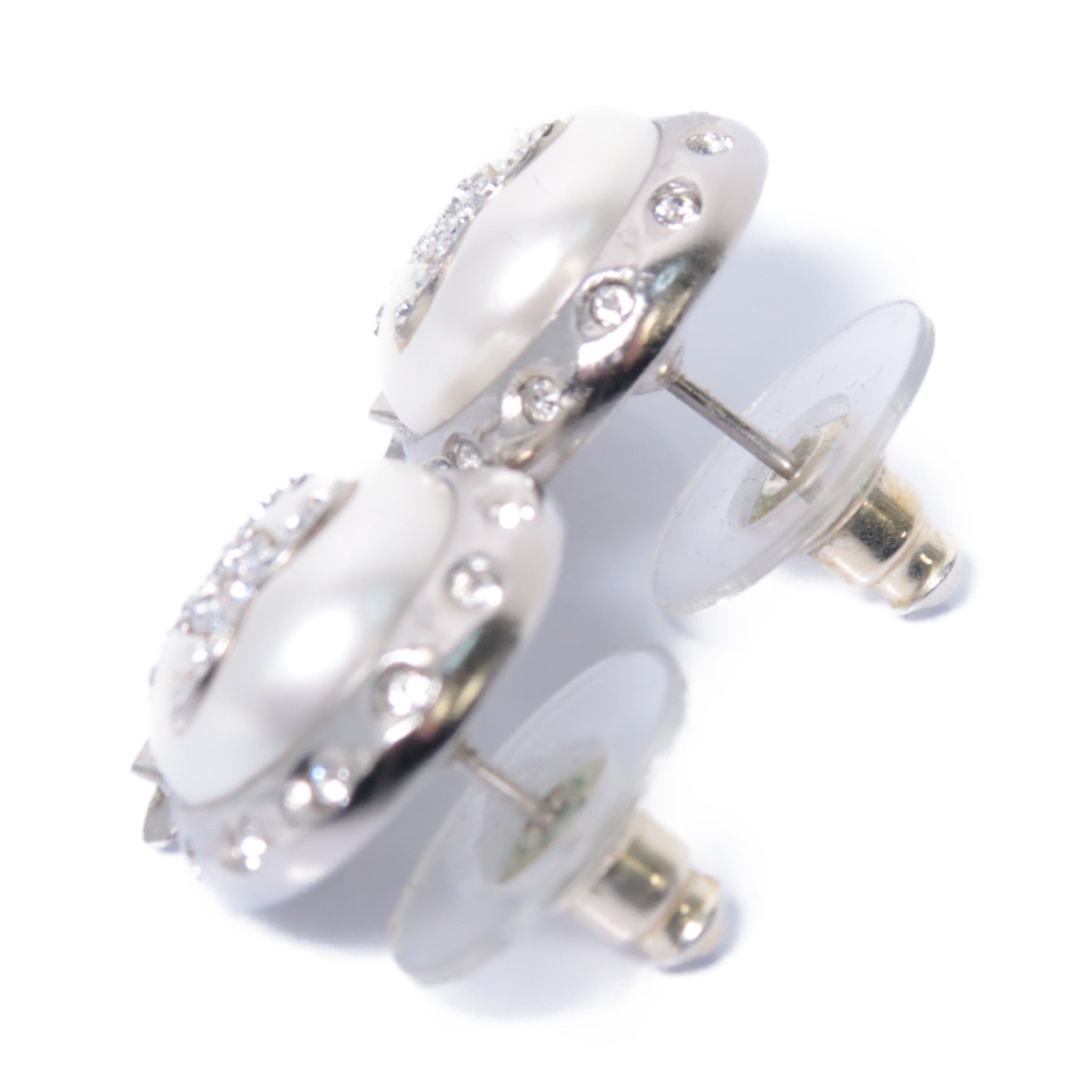 CHANEL 【激減優惠】PVC金屬Earrings耳環銀色/白色