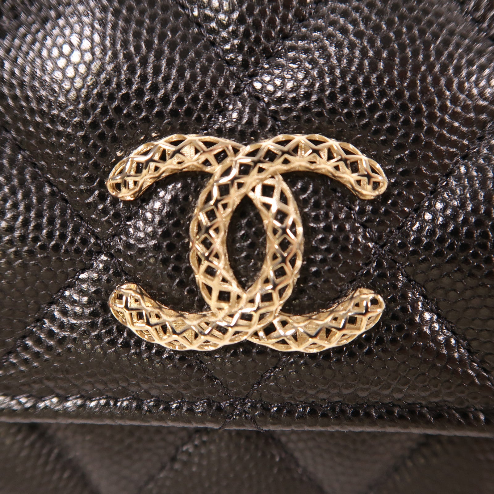 CHANEL 牛皮皮革Long Wallet金扣長錢包