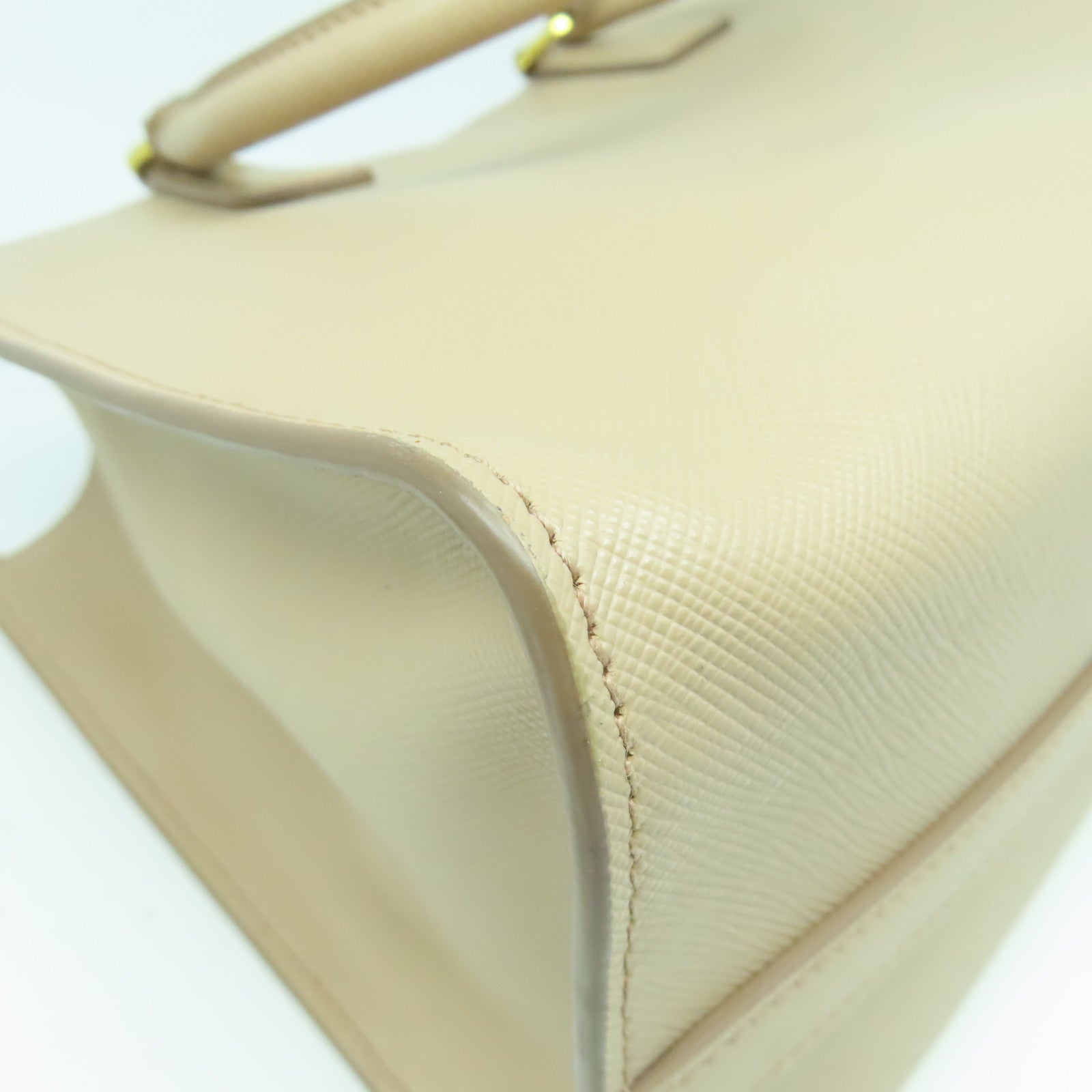 PRADA Saffiano皮革2 Way Shoulder金扣手挽肩背兩用袋粉紅色