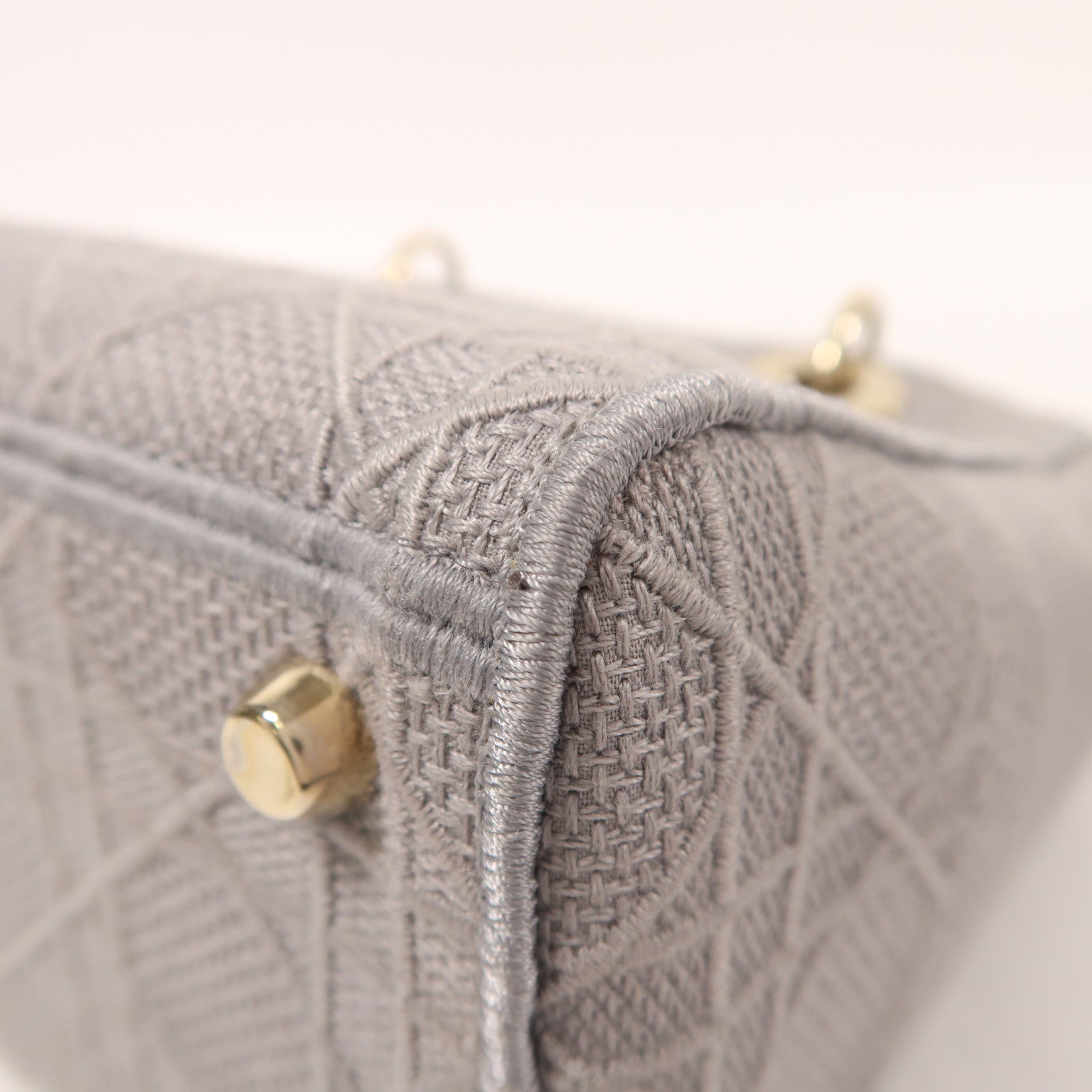 Dior 帆布Lady Dior金扣手挽肩背兩用袋