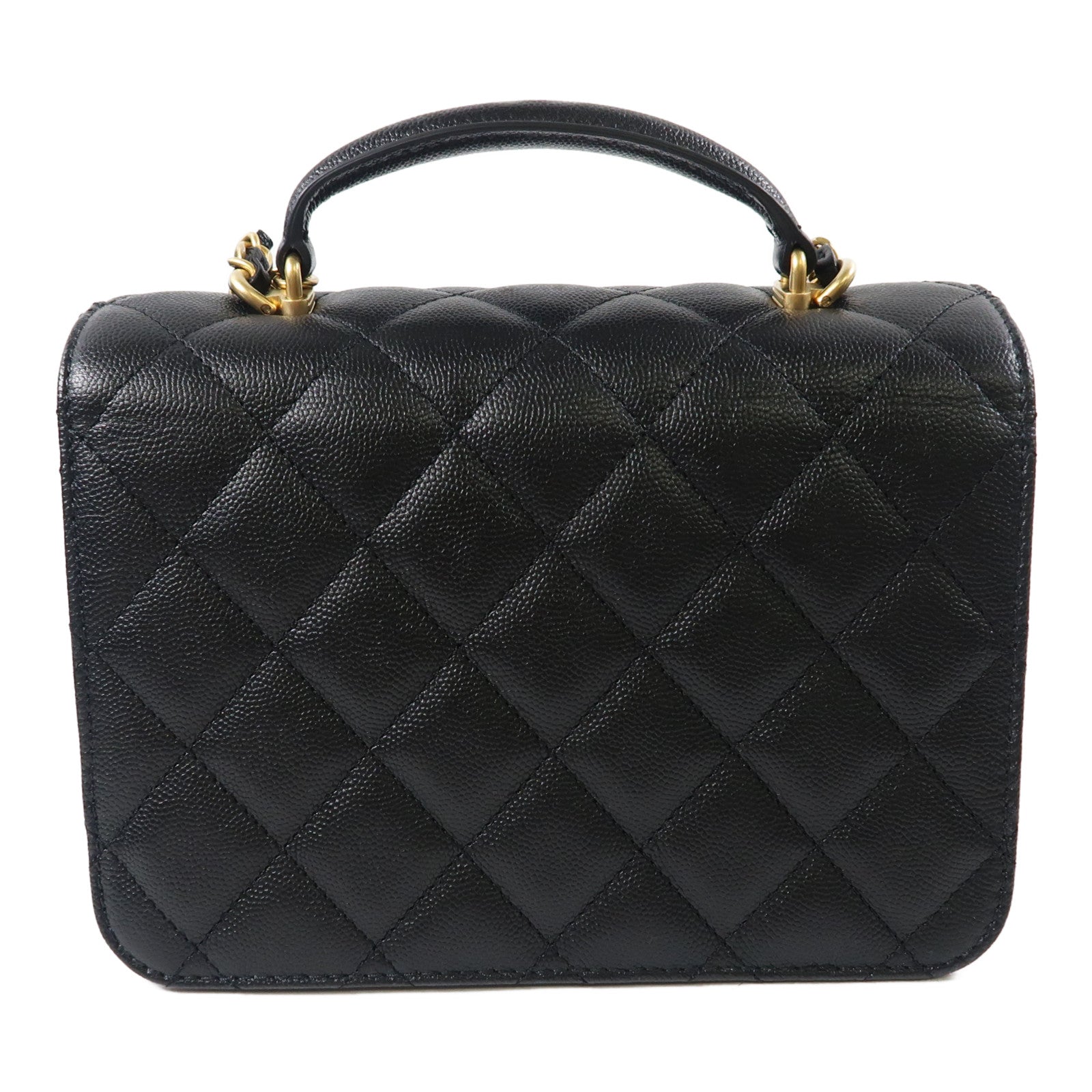 CHANEL 【激減優惠】牛皮皮革Chain Shoulder金扣肩背袋黑色