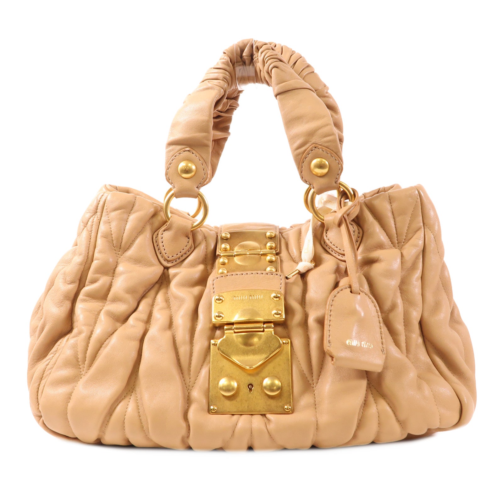 Miu Miu 羊皮皮革Handbag金扣手挽袋