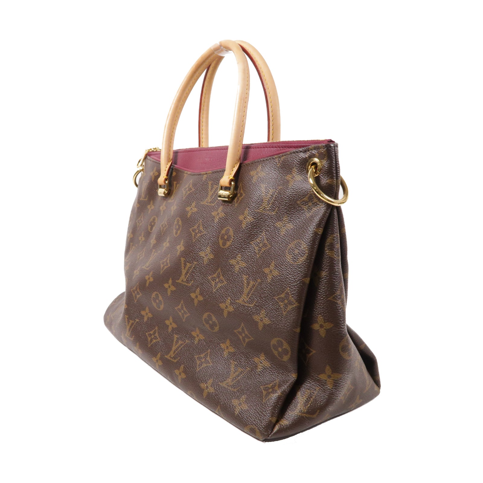 LOUIS VUITTON Monogram Pallas MM金扣手挽肩背兩用袋紅色/啡色