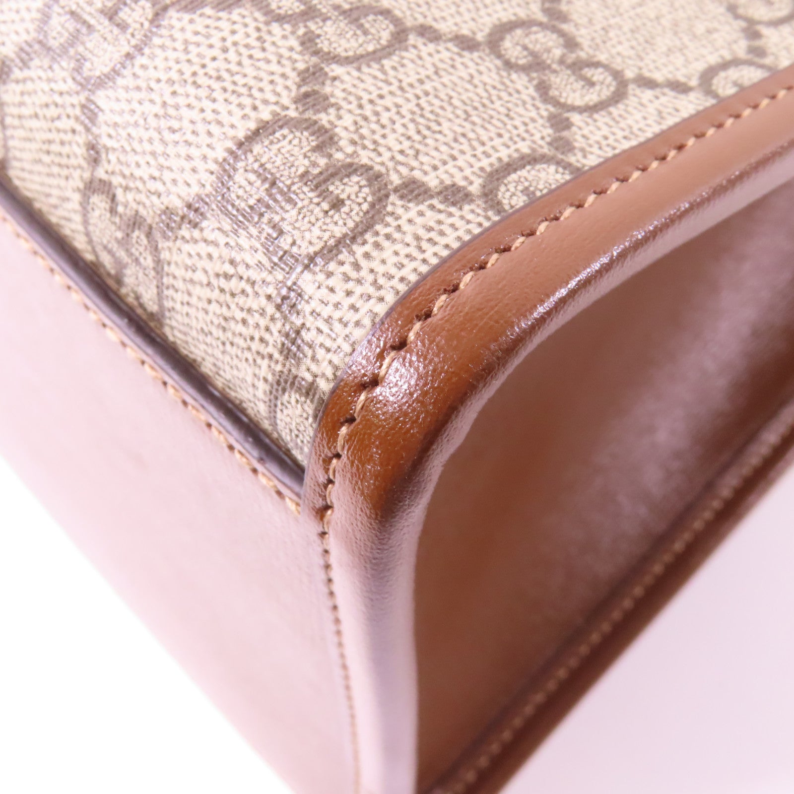 GUCCI 【激減優惠】塗層帆布GG SUPREME Shoulder Bag金扣手挽肩背兩用袋啡色