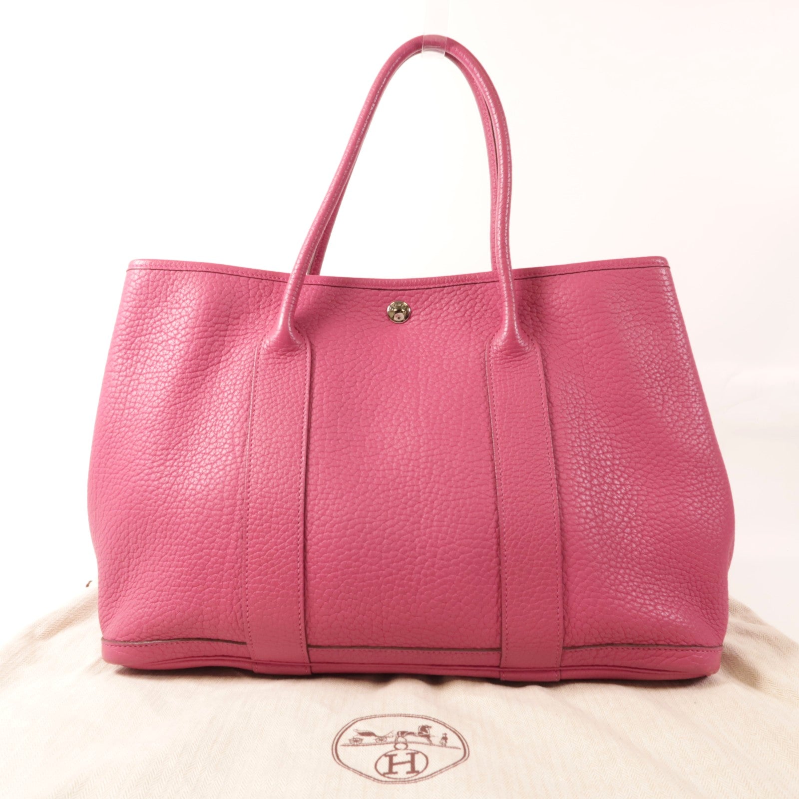 HERMES Negonda皮革Garden Party PM銀扣手挽袋Rubis紅色