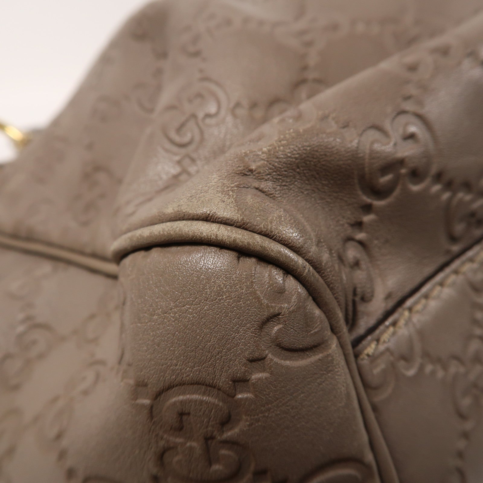 GUCCI 牛皮皮革Sukey Tote Handbag銀扣手挽袋灰色